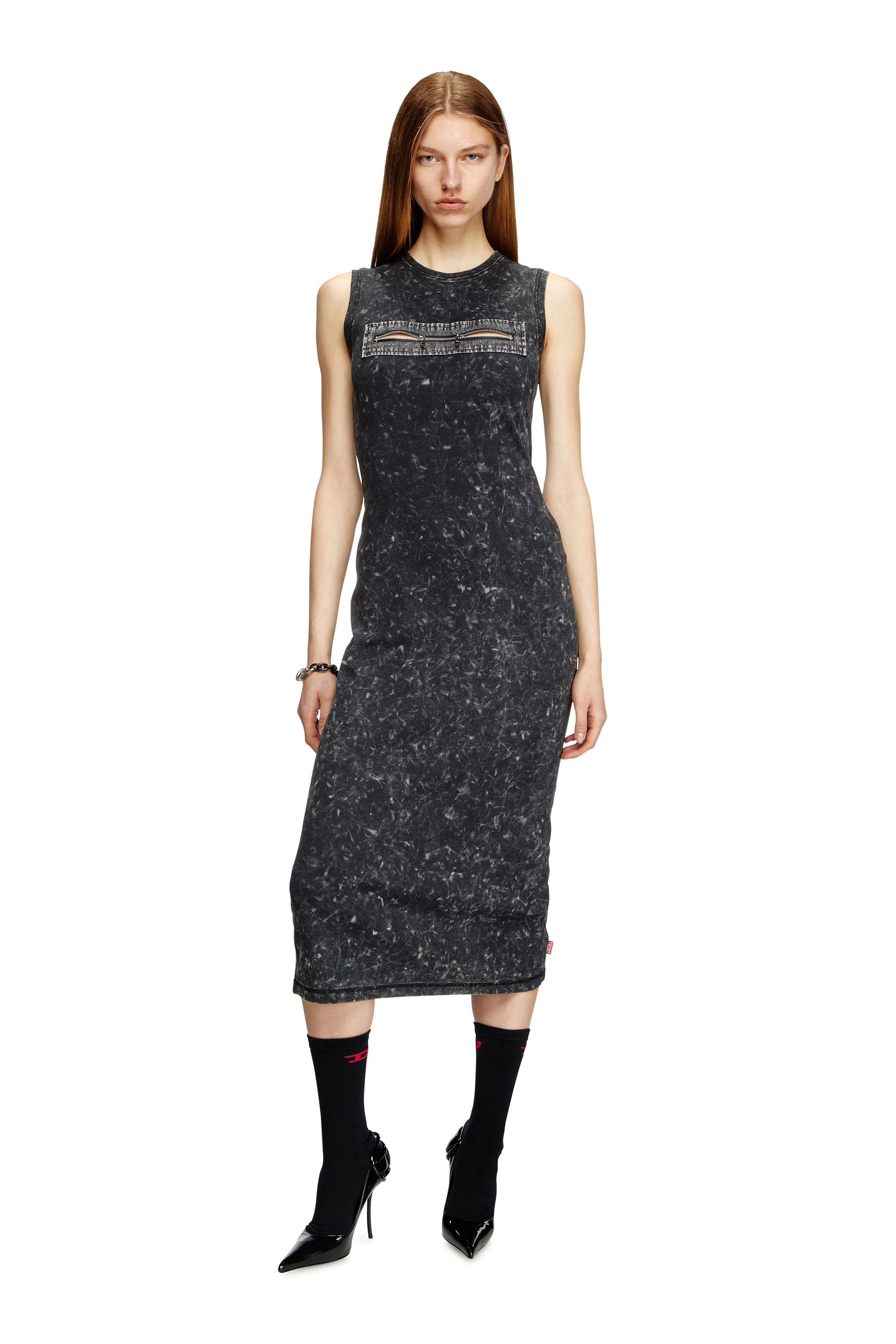 Diesel - D-PRA, Woman's Sleeveless dress with zip detail in Black - 3