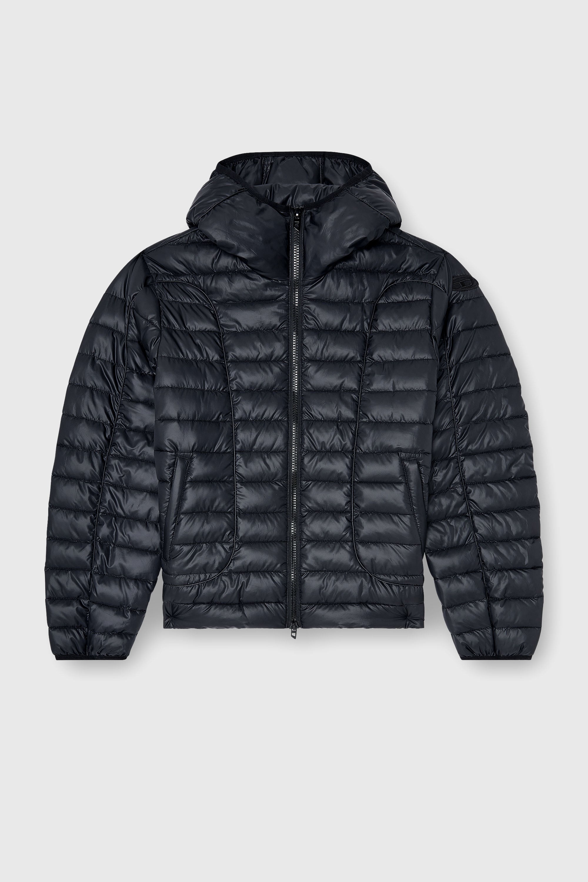 Diesel - W-STONE-WRD, Man's Puffer jacket with tonal piping in Black - 2