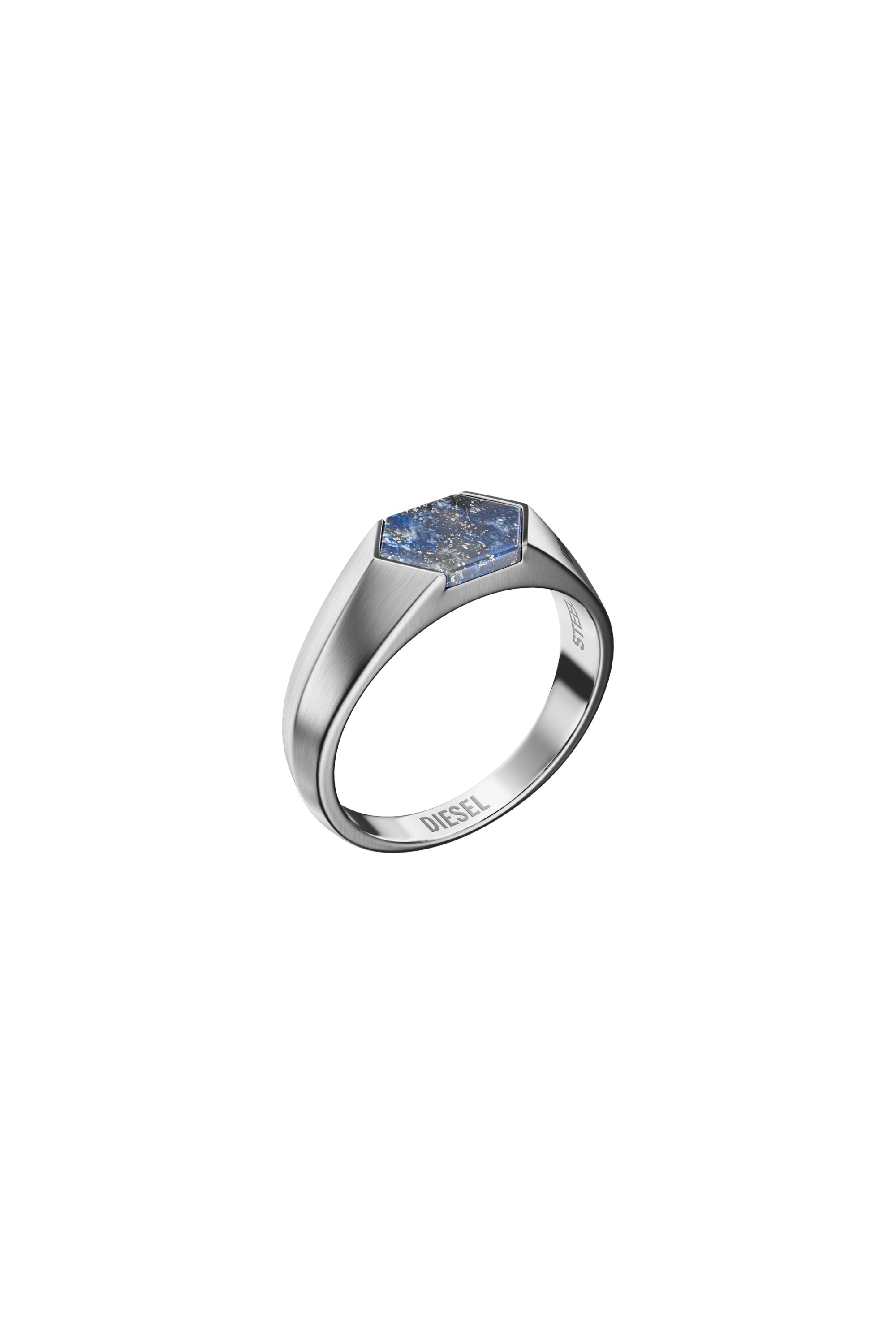 Diesel - DX1712040, Unisex's Lapis Signet Ring in Silver/Blue - 1