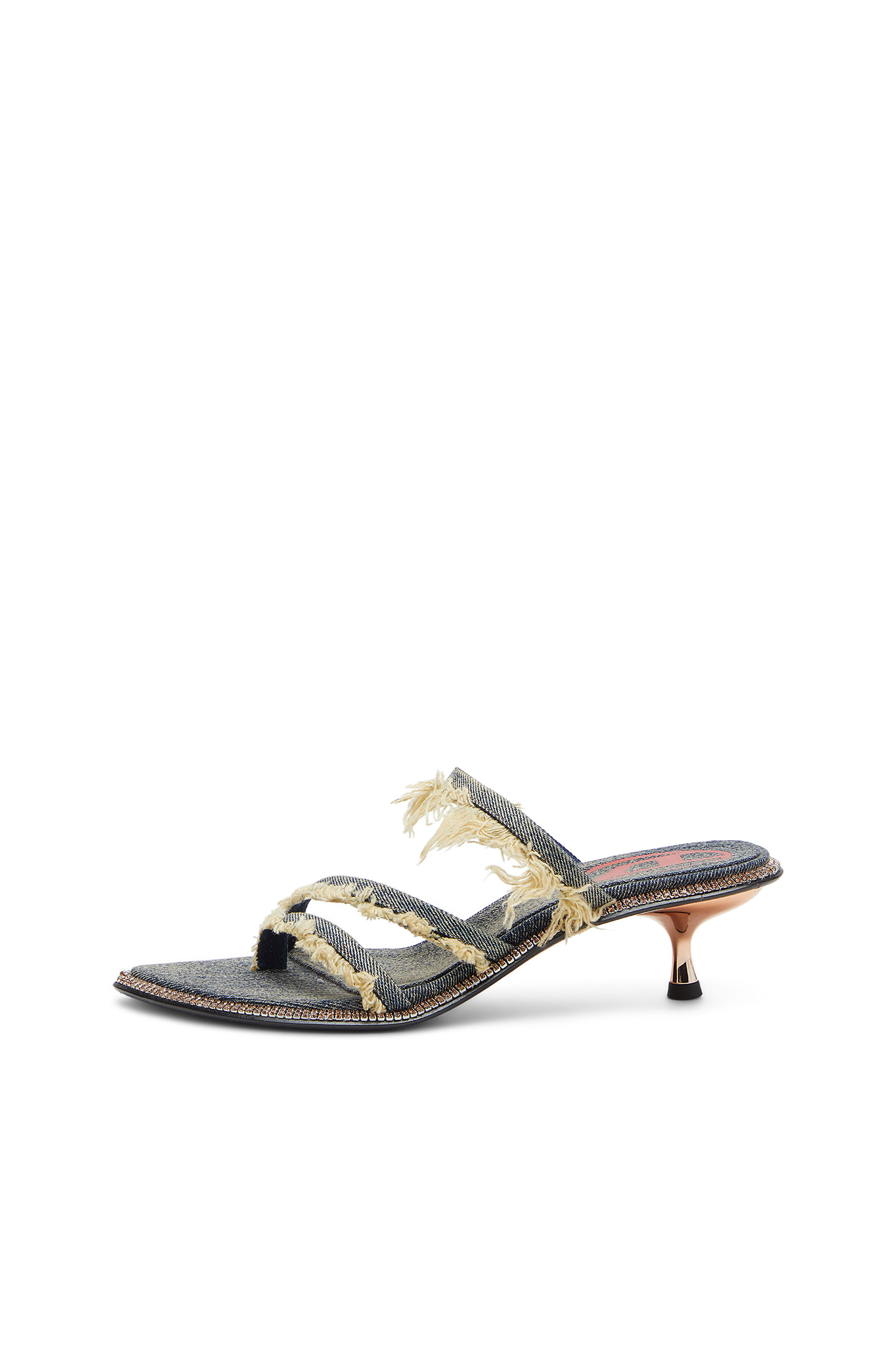 Diesel - D-HAVANNA KITTIE, Woman's D-Havanna Kittie-Frayed-denim mules with crystals in Blue - 2