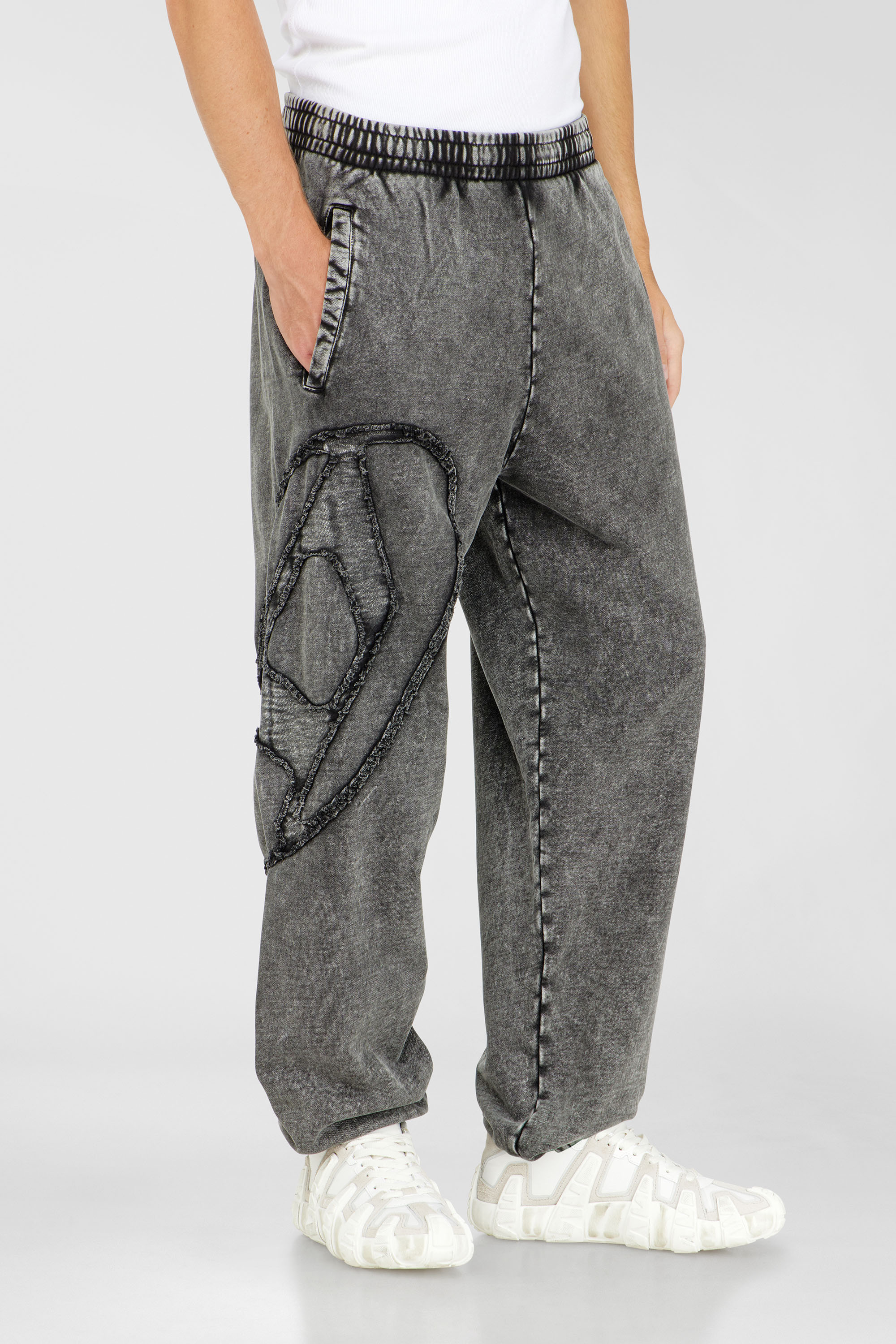 Diesel - P-MARKY-DEN, Man's Organic cotton sweatpants with Oval D patch in Dark grey - 1