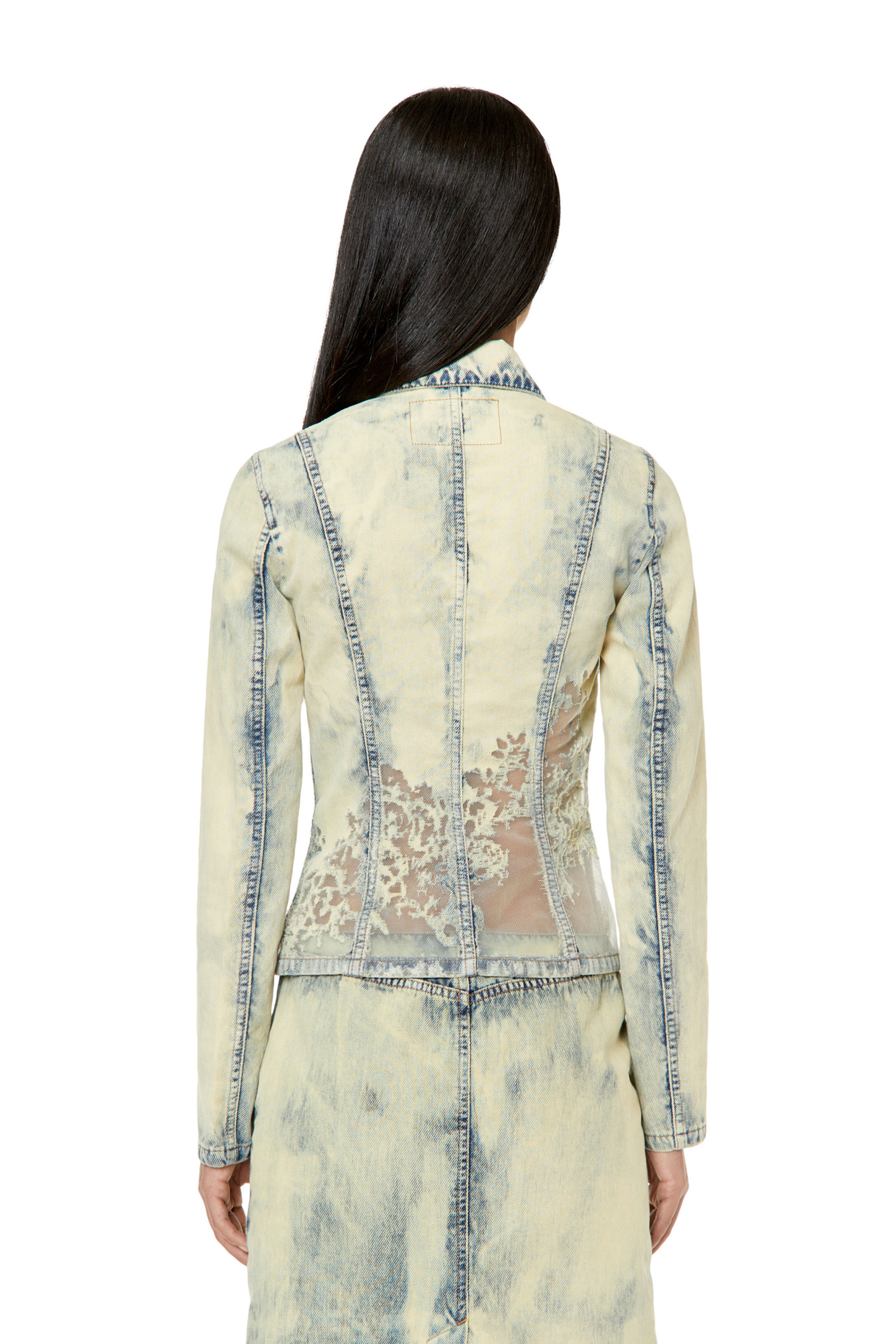 Diesel - DE-MILLY-FSC, Woman's Slim-fit lace-effect trucker jacket in Light Blue - 4