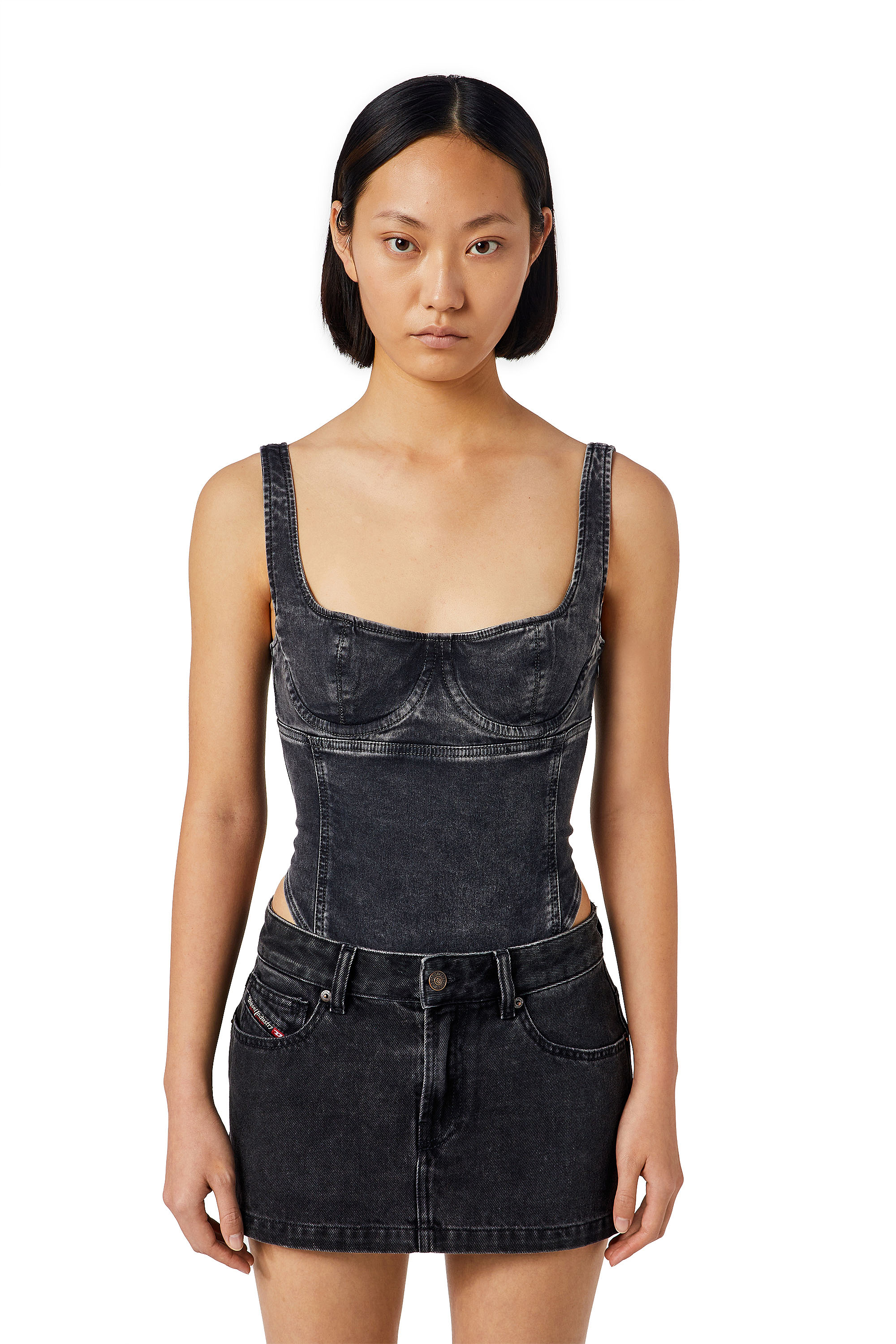 D-GELLERT TRACK DENIM JOGGJEANS, Black/Dark grey - Tops