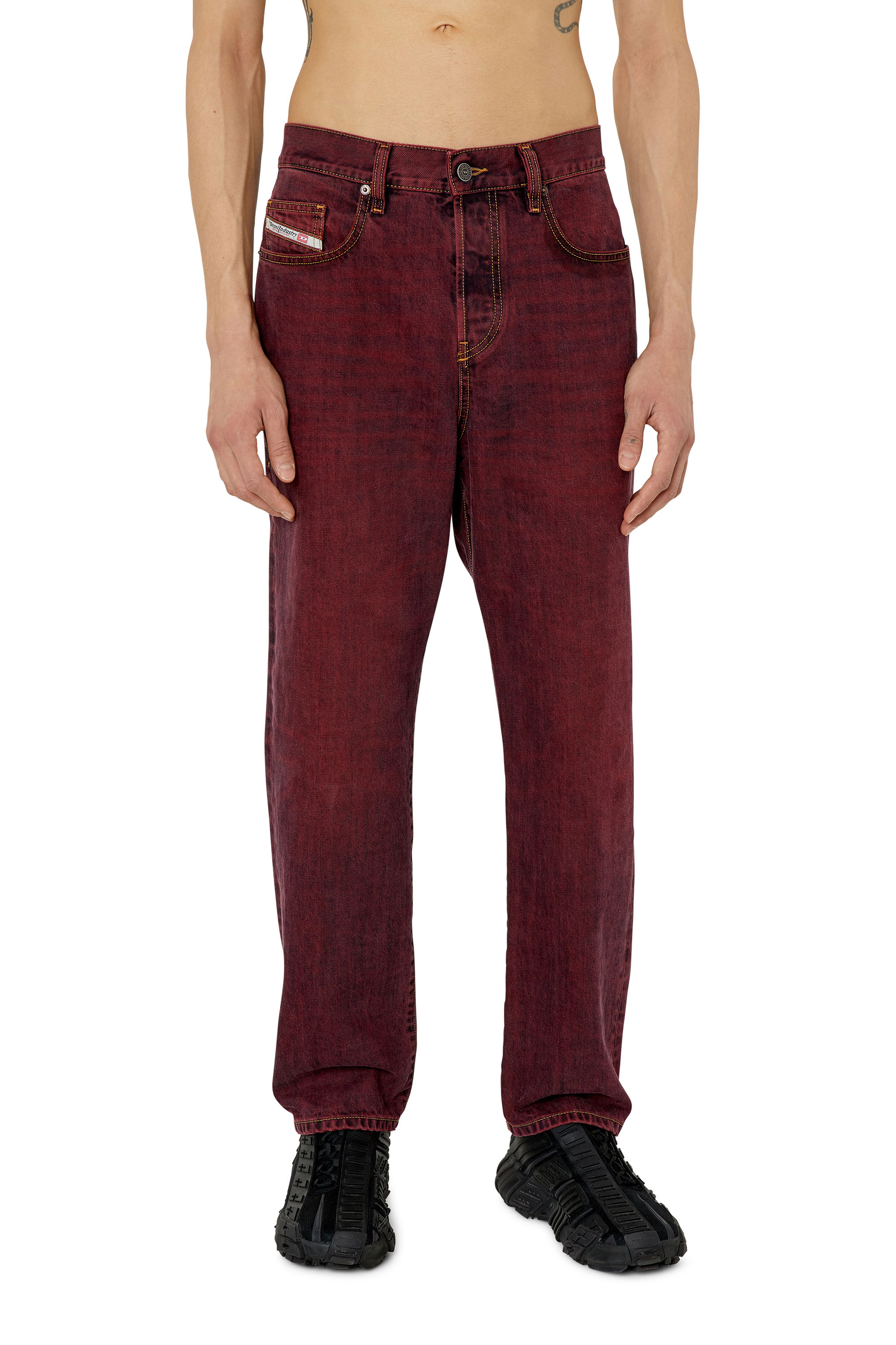 Diesel - 2020 D-Viker 09H01 Straight Jeans, Burgundy - Image 1