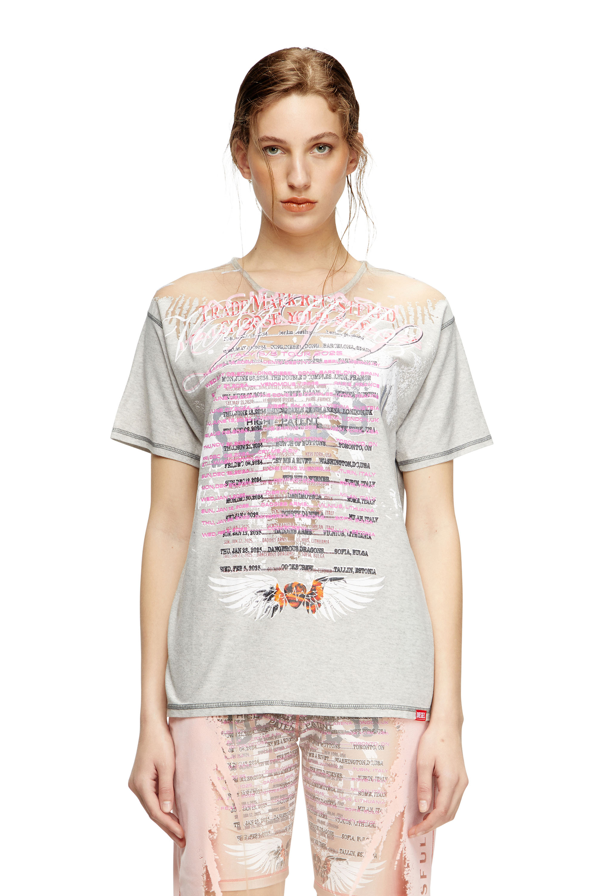 Diesel - T-NORMAC, Woman's Crew neck T-shirt with lyrics print in Grey - 3