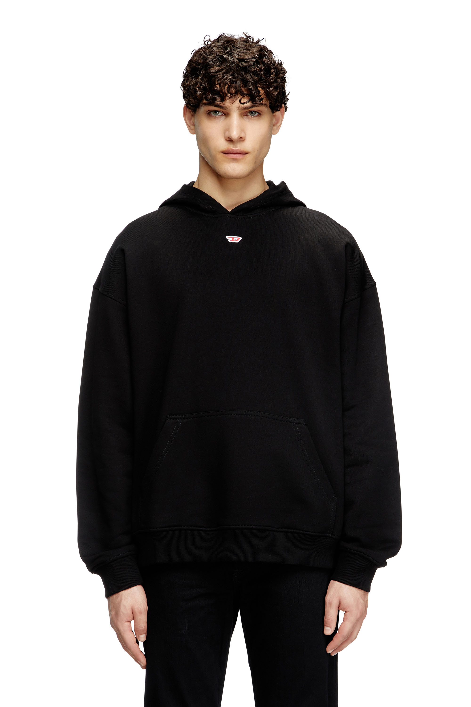 Diesel - S-BOXT-HOOD-D, Man's Hoodie with D logo patch in Black - 3