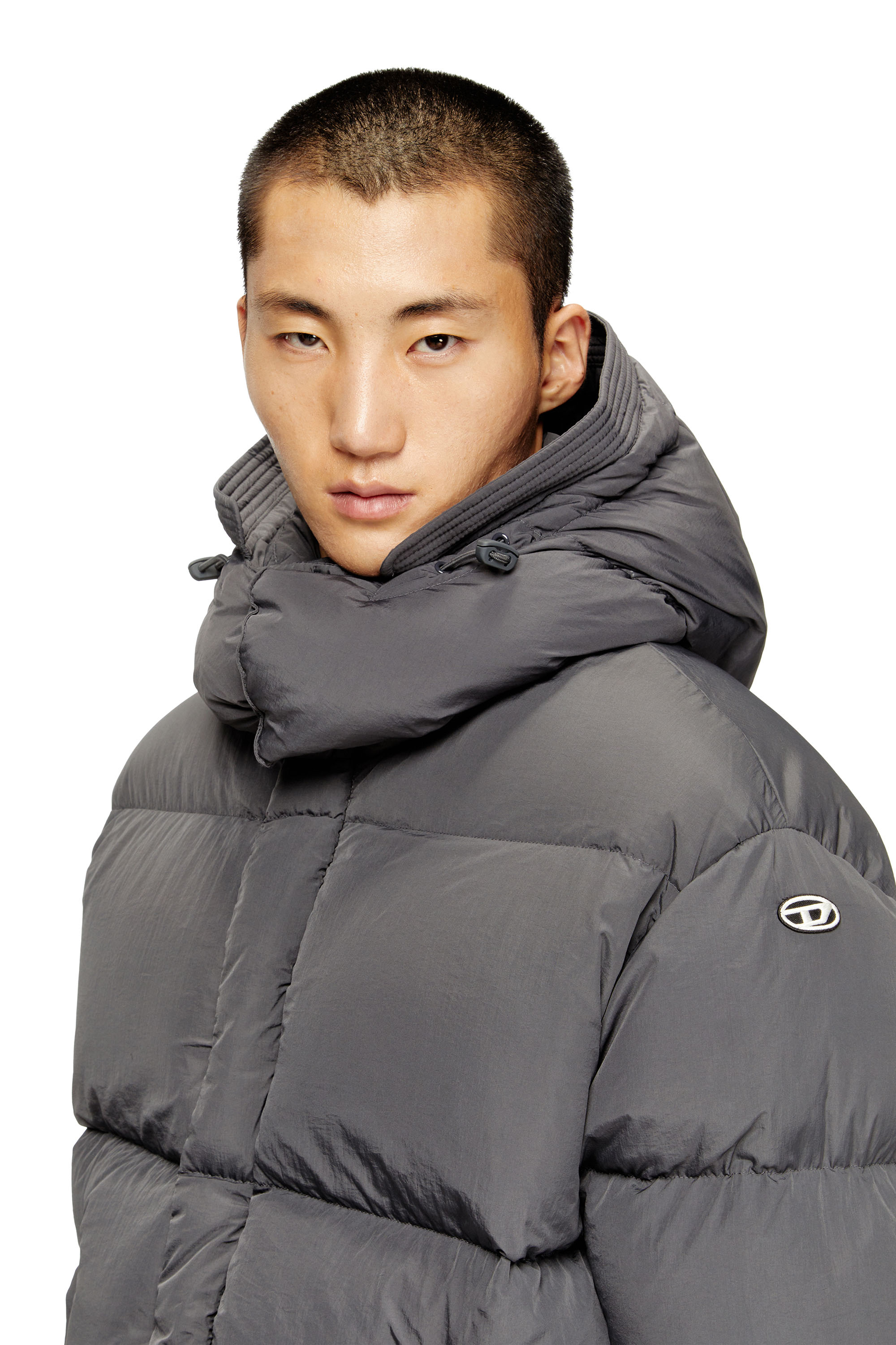 Diesel - W-ROLFYS, Man's Down jacket in recycled nylon taslan in Grey - 5