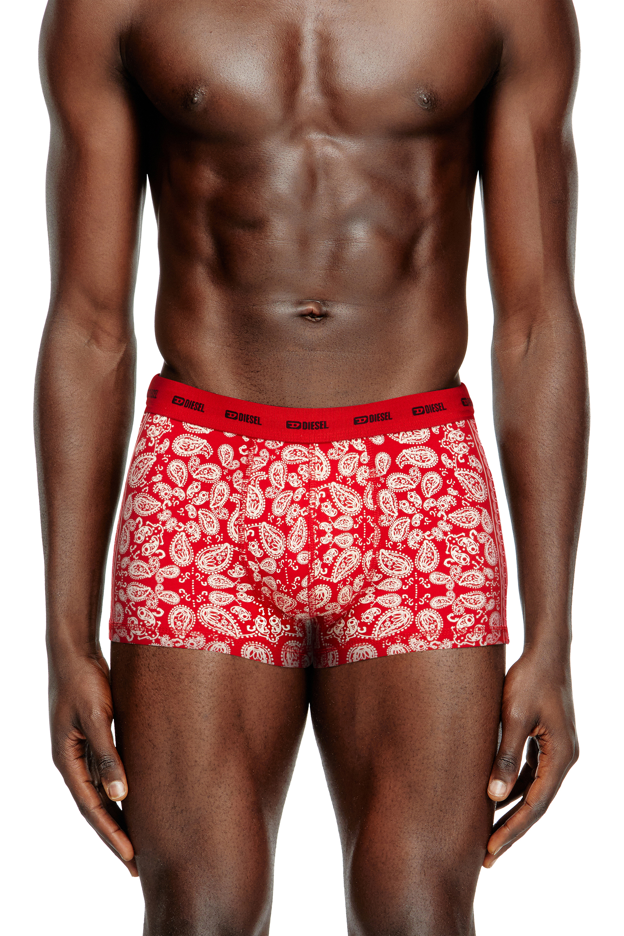Diesel - DAMIEN-GFT-UTLT-3PACK, Man's 3-pack stretch cotton boxers in Red/White - 3