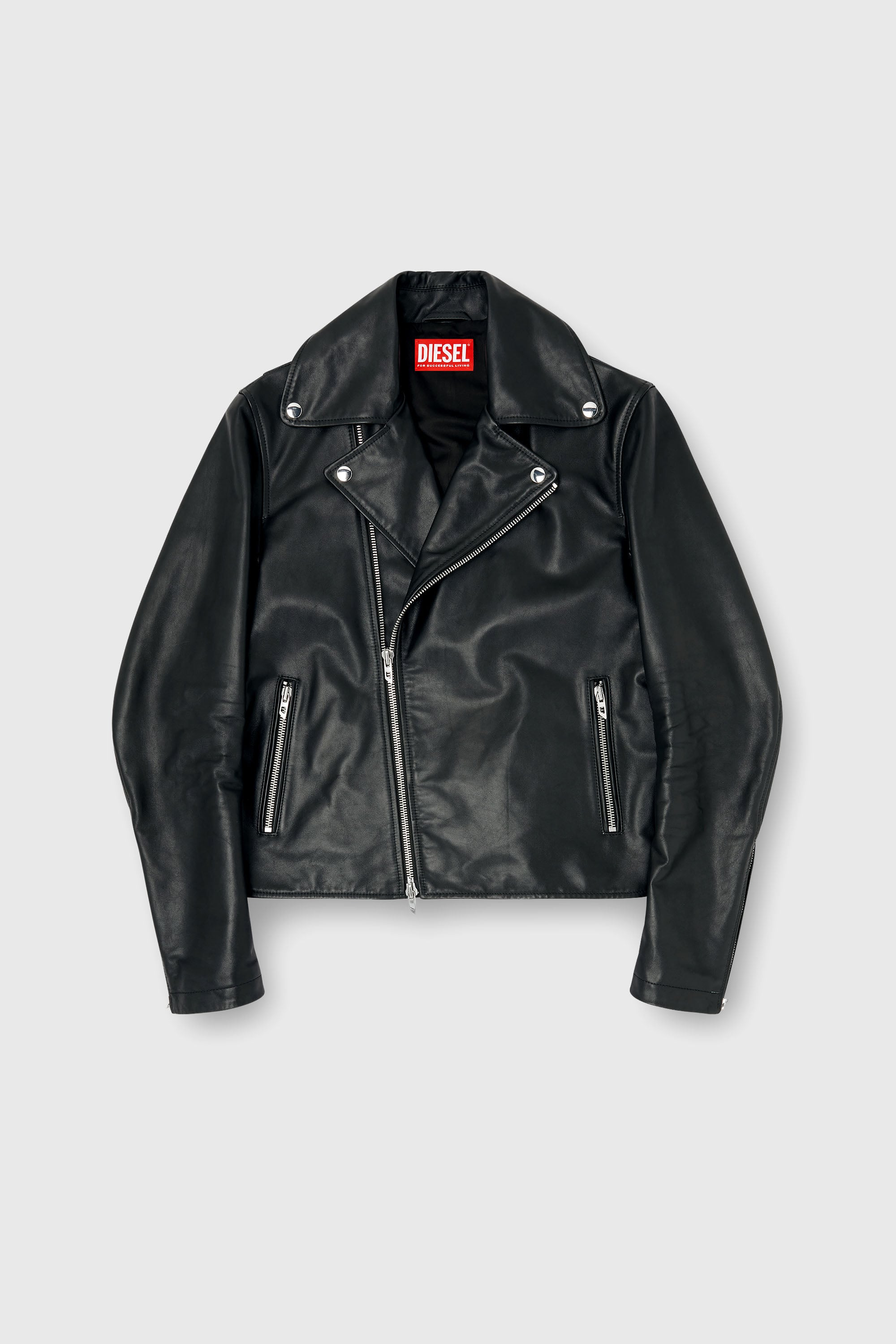 Diesel - L-EO-WRD, Man's Biker jacket in waxed leather in Black - 2