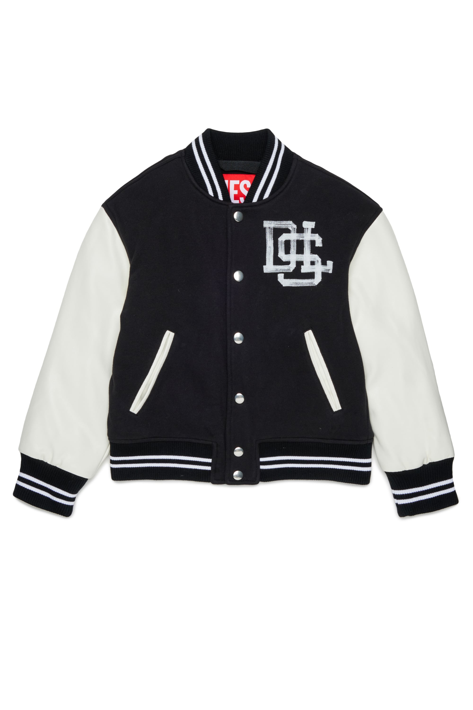 Diesel - JBAND, Man's Colour-block varsity jacket in Black - 1