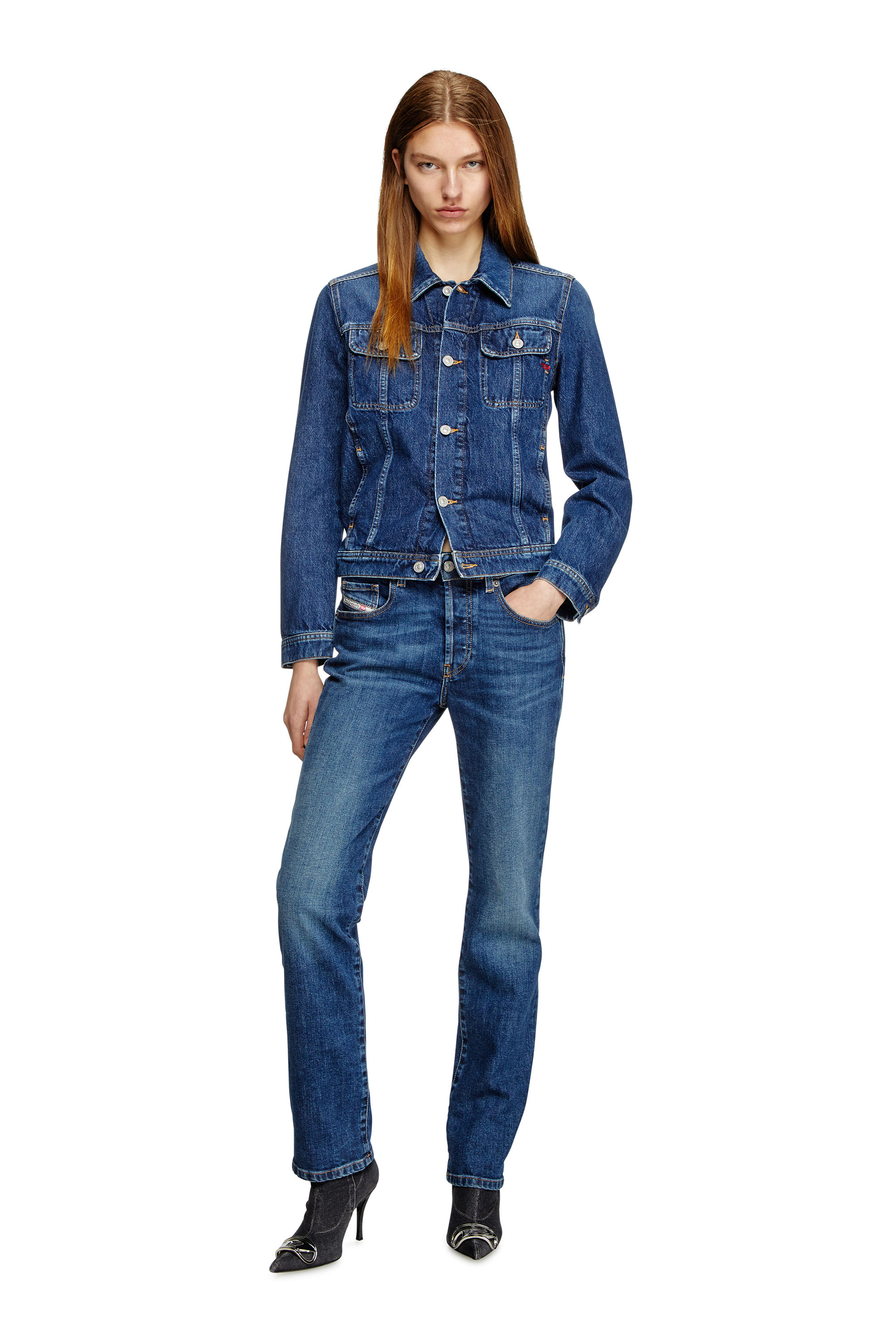 Diesel - DE-BONNY, Woman's Trucker jacket in denim in Dark Blue - 1