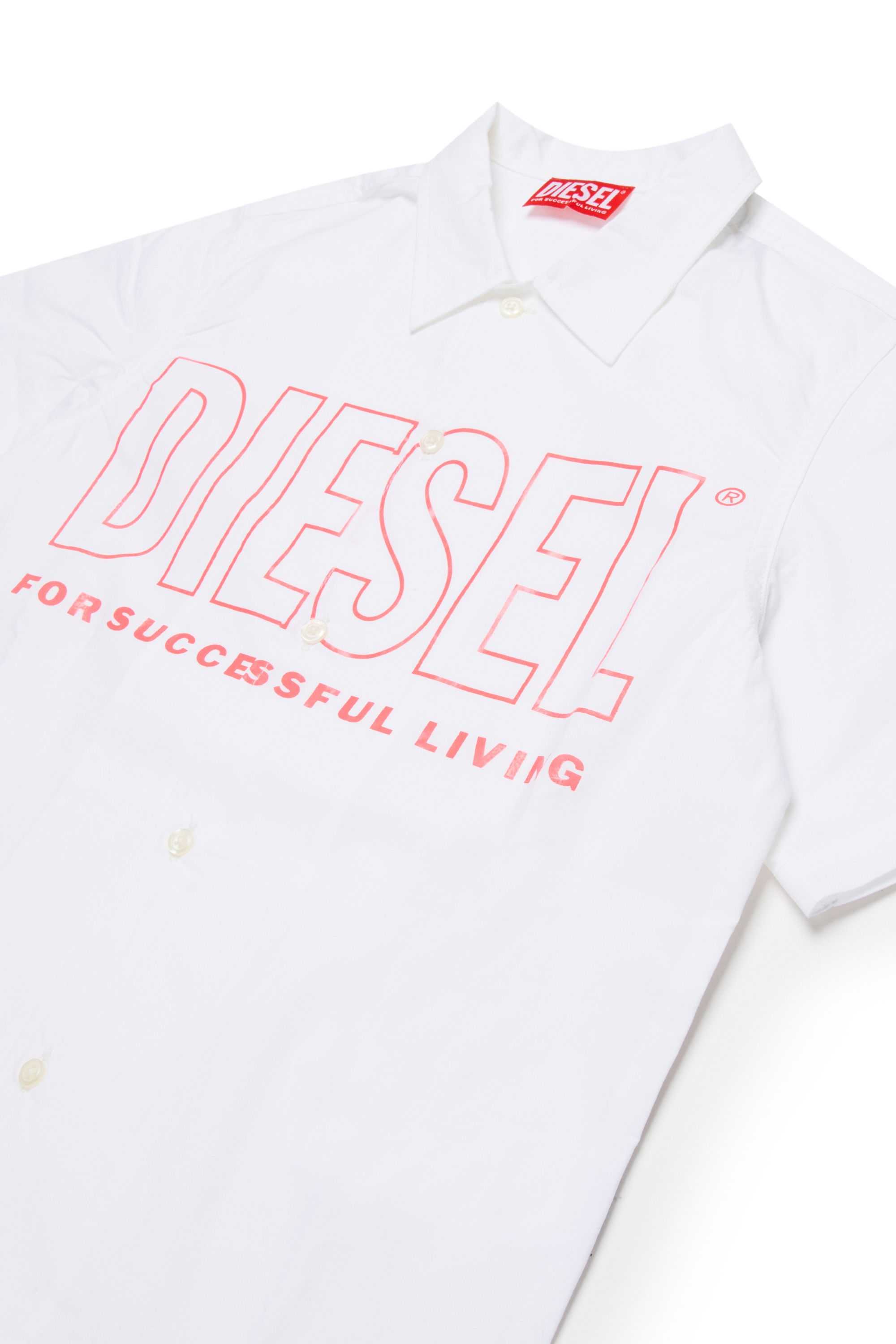 Diesel - MCDRID, Man's Cotton shirt with short sleeves in White - 3