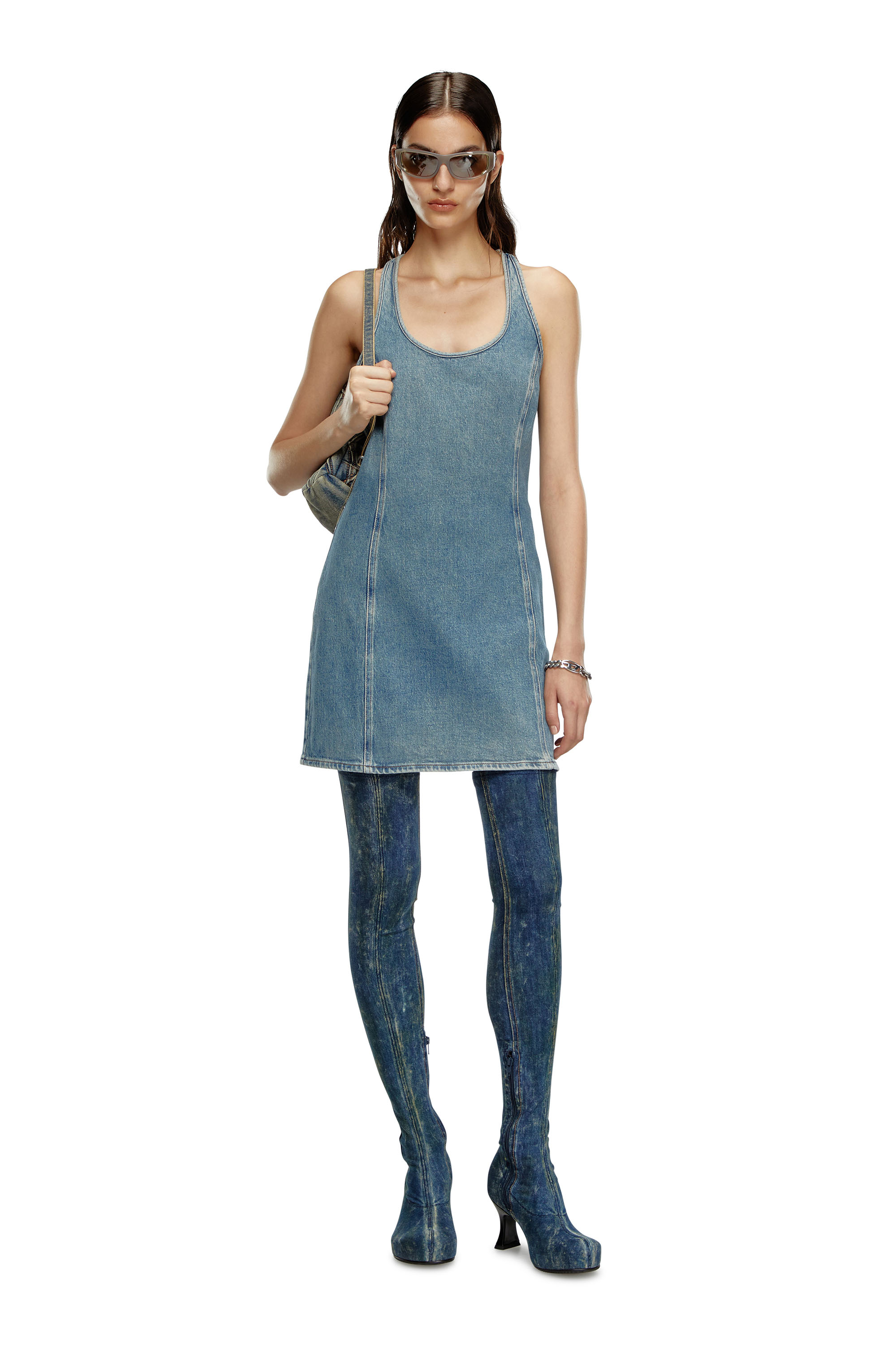 Diesel - DE-ARLYN-D, Woman's Denim tank dress in Light Blue - 3