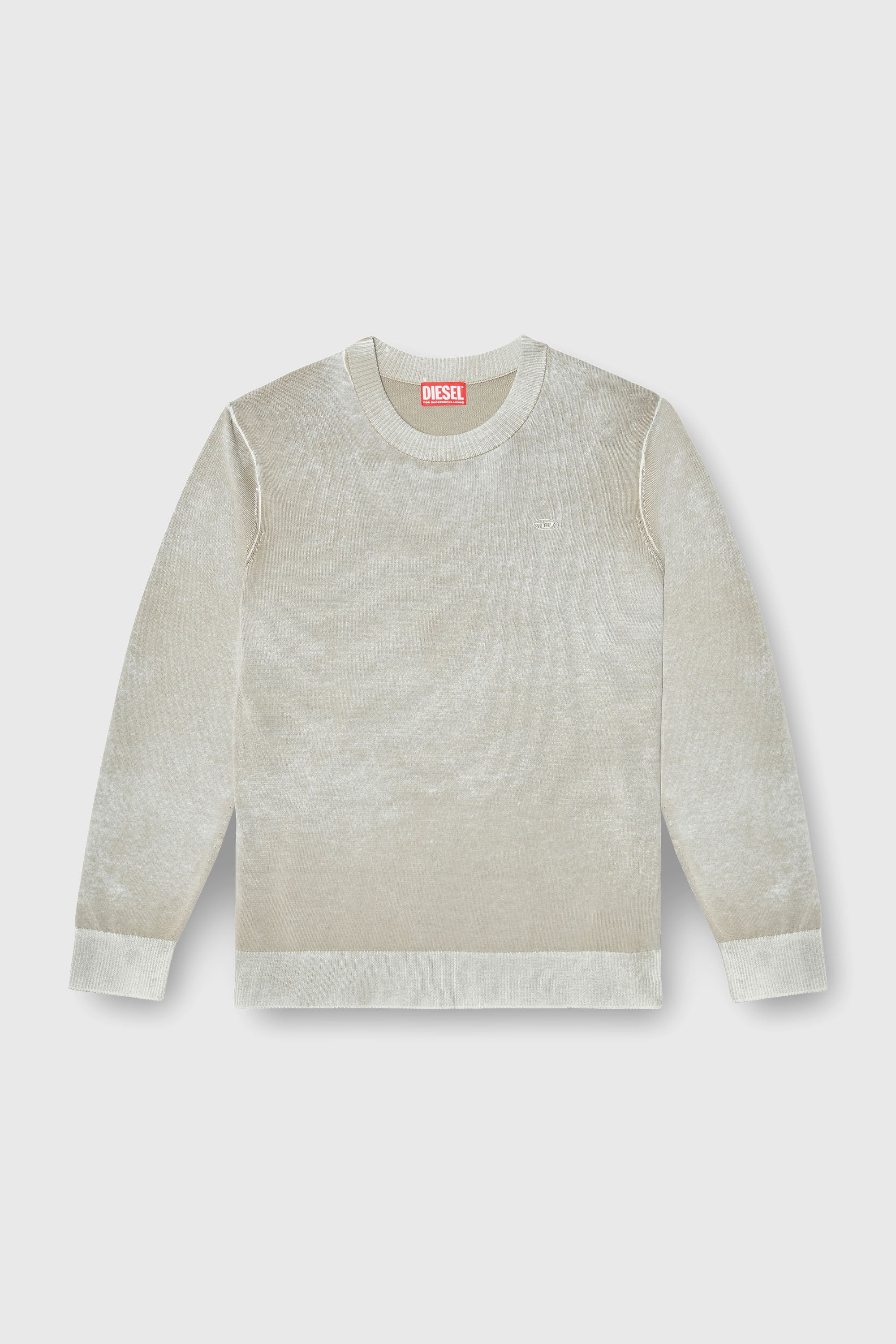 Diesel - K-LAURENT, Man's Jumper with faded reverse print in Light Grey - 2