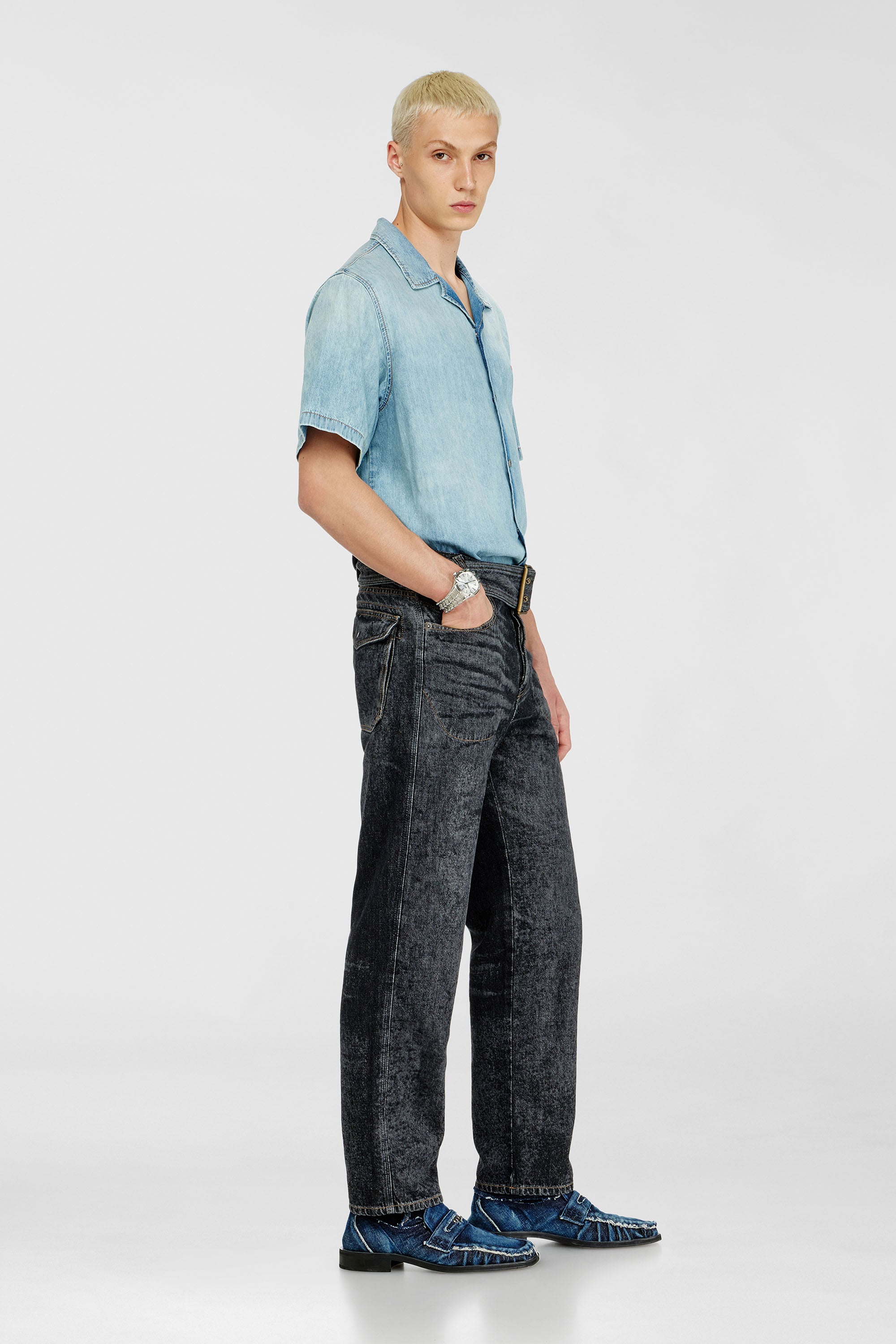 Diesel - Man's Relaxed Jeans D-Marcus 09Q24, Black/Dark grey - 2