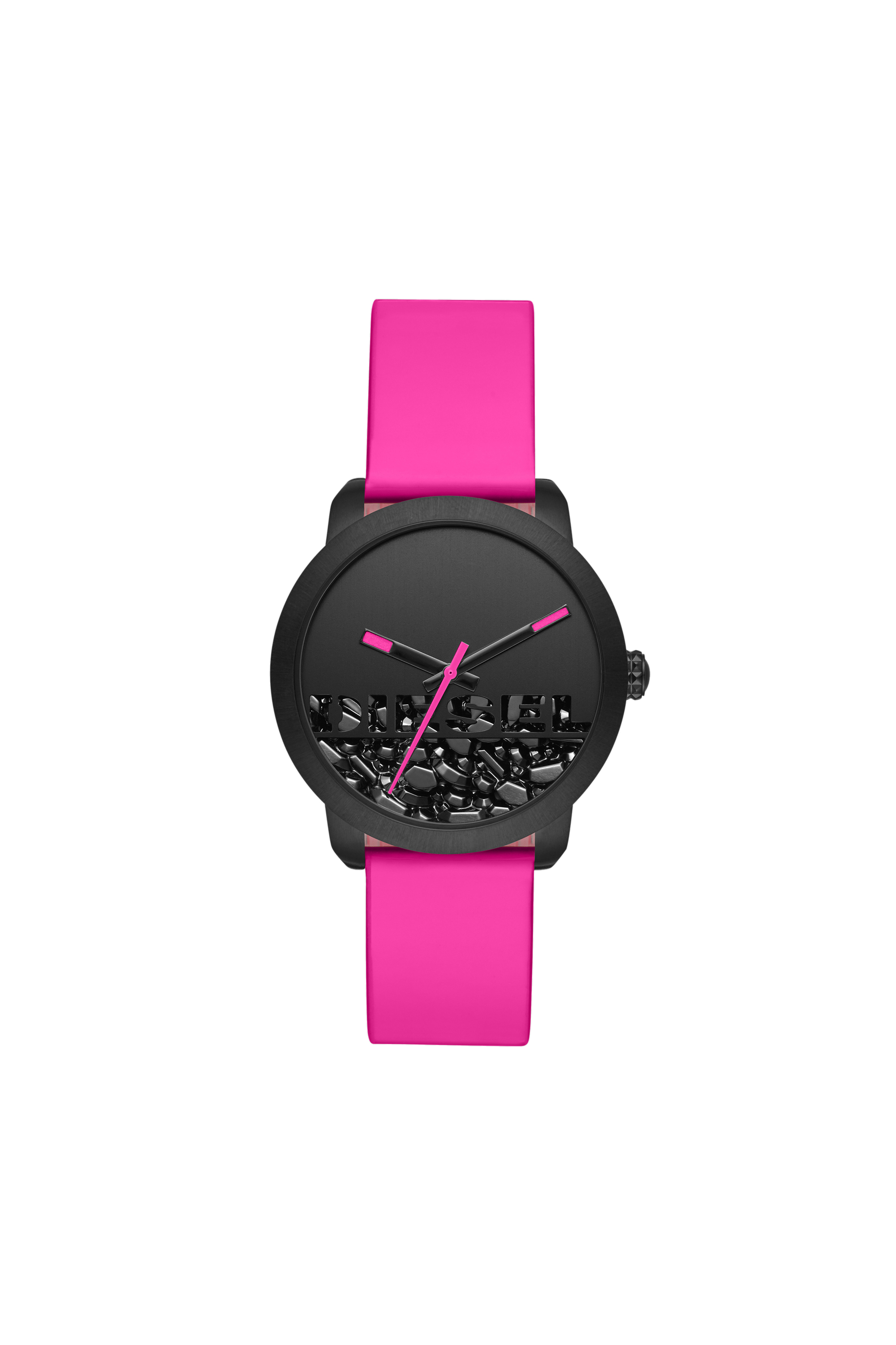 Diesel - DZ5590, Woman's Flare Rocks three-hand pink leather watch in Hot pink - 1