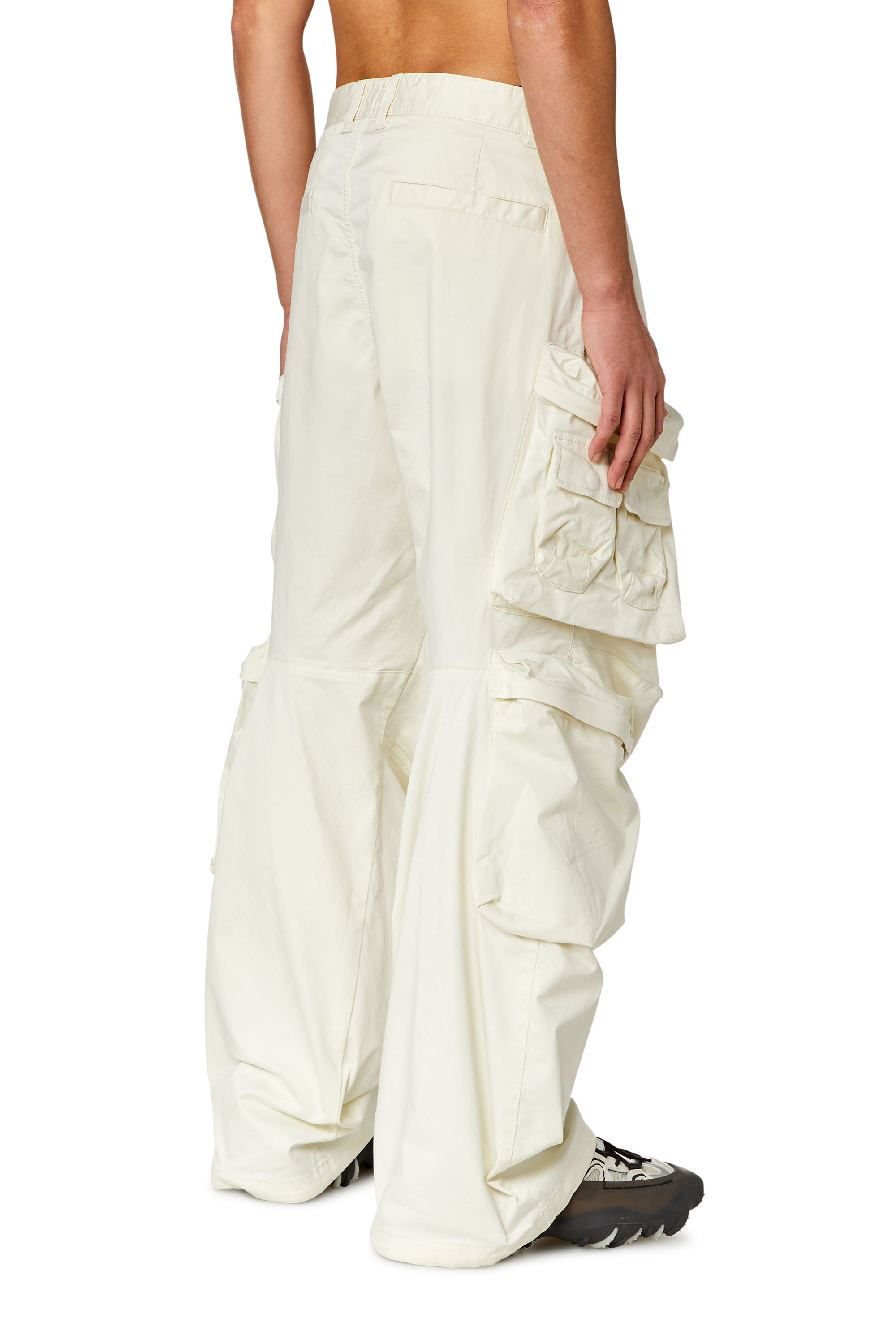 【新品未使用】OHOTORO Nylon Cargo Pants ivory S Men's Cargo pants in stretch cotton satin | White | Diesel
