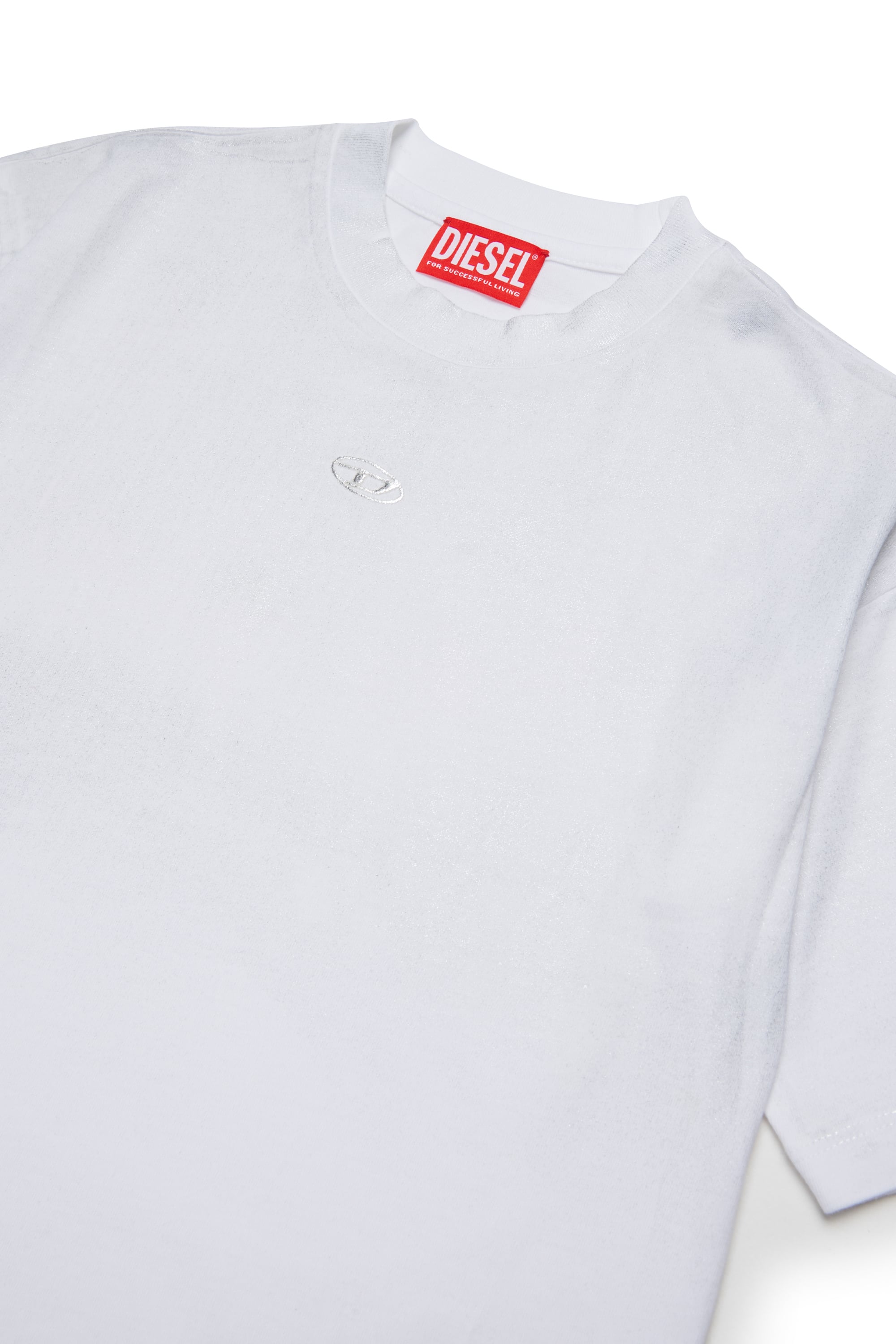 Diesel - TANORMYS2, Woman's Cotton T-shirt with tonal Oval D embroidery in White - 3