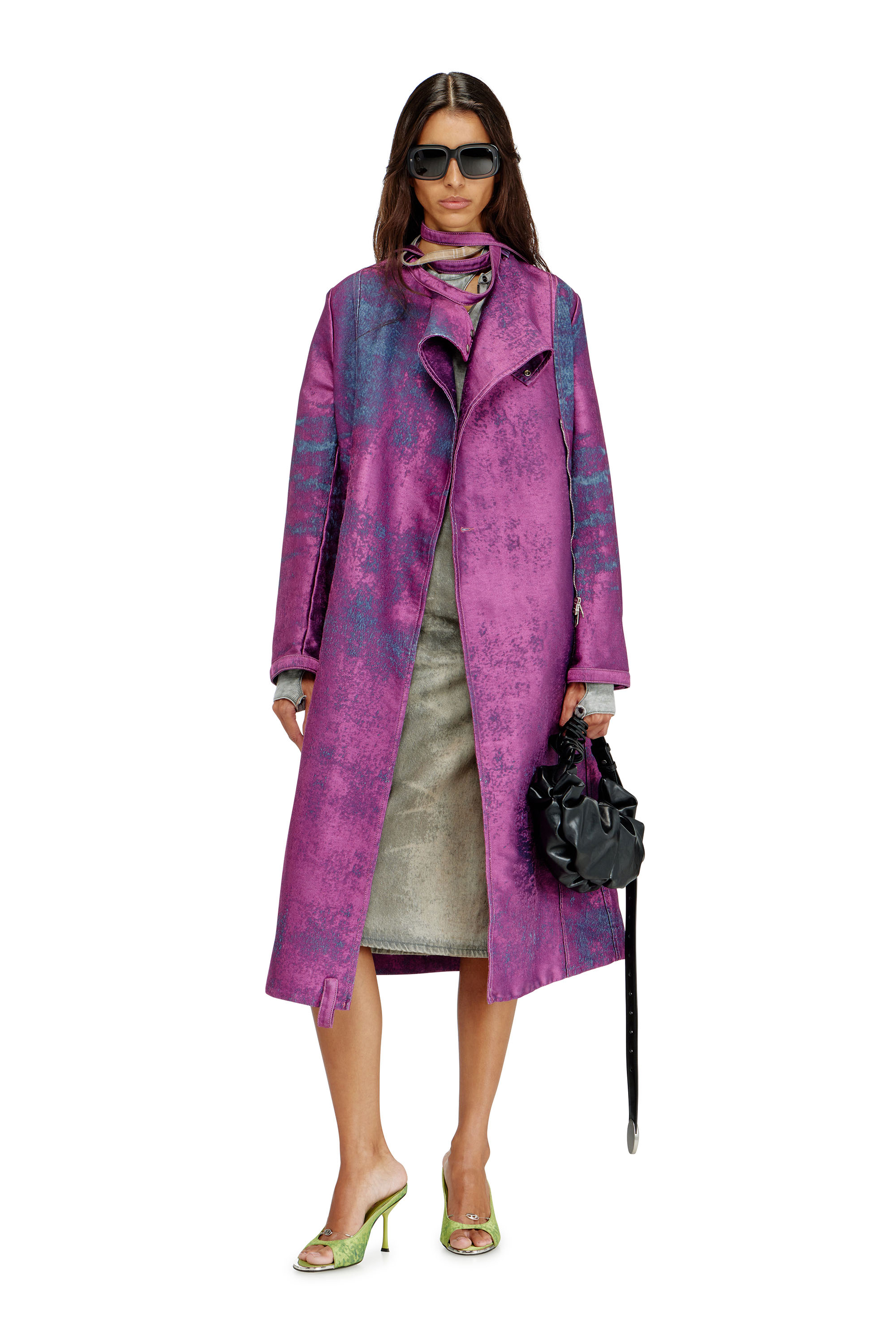 Diesel - DE-DELGAR-FSI, Woman's Coat in coloured satin denim in Violet - 1