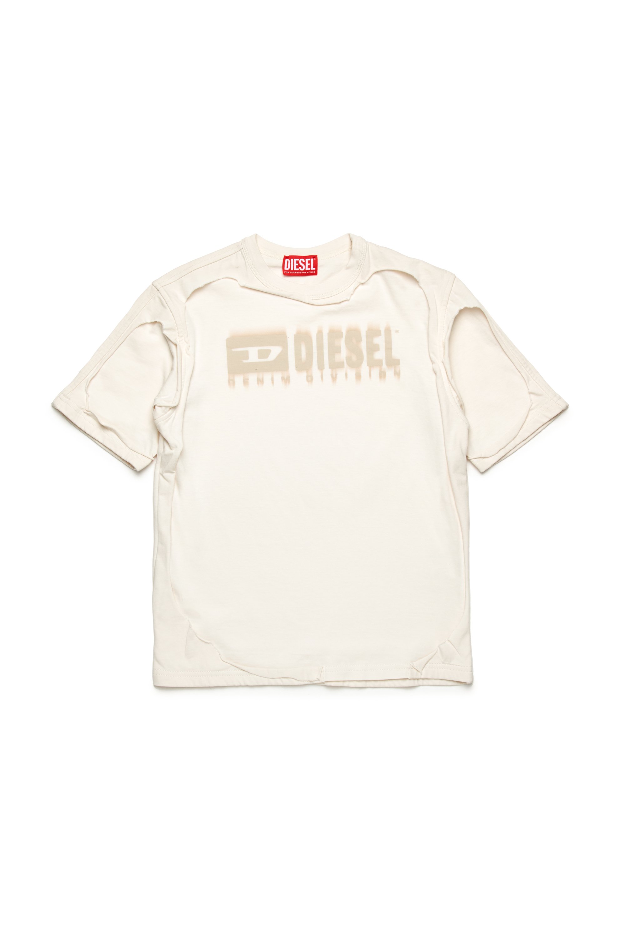 Diesel - TBOXTDBL OVER, Man's Peel-off T-shirt with dégradé logo in White - 1