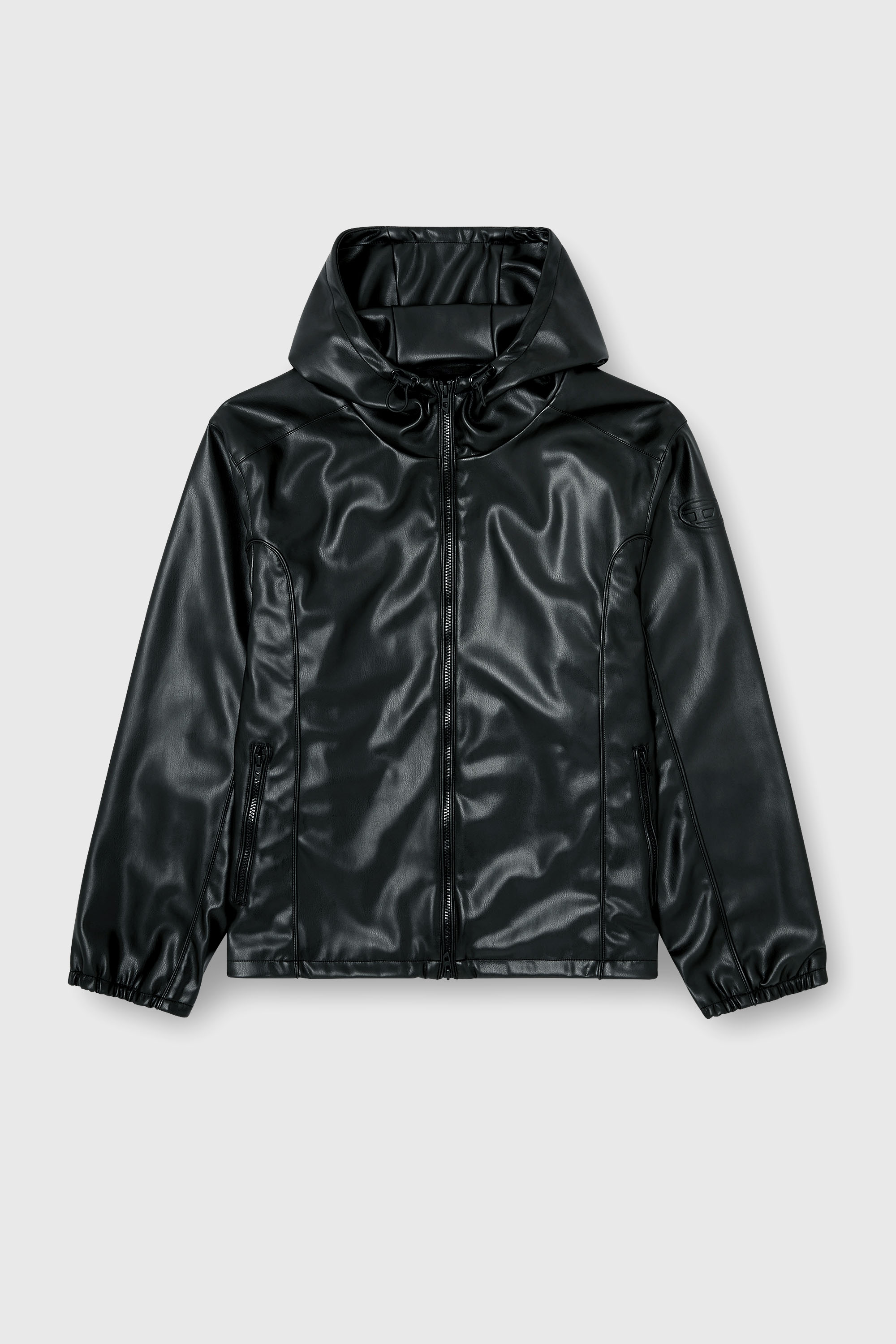 Diesel - J-HIVES-PGBX, Man's Hooded windbreaker in coated fabric in Black - 2