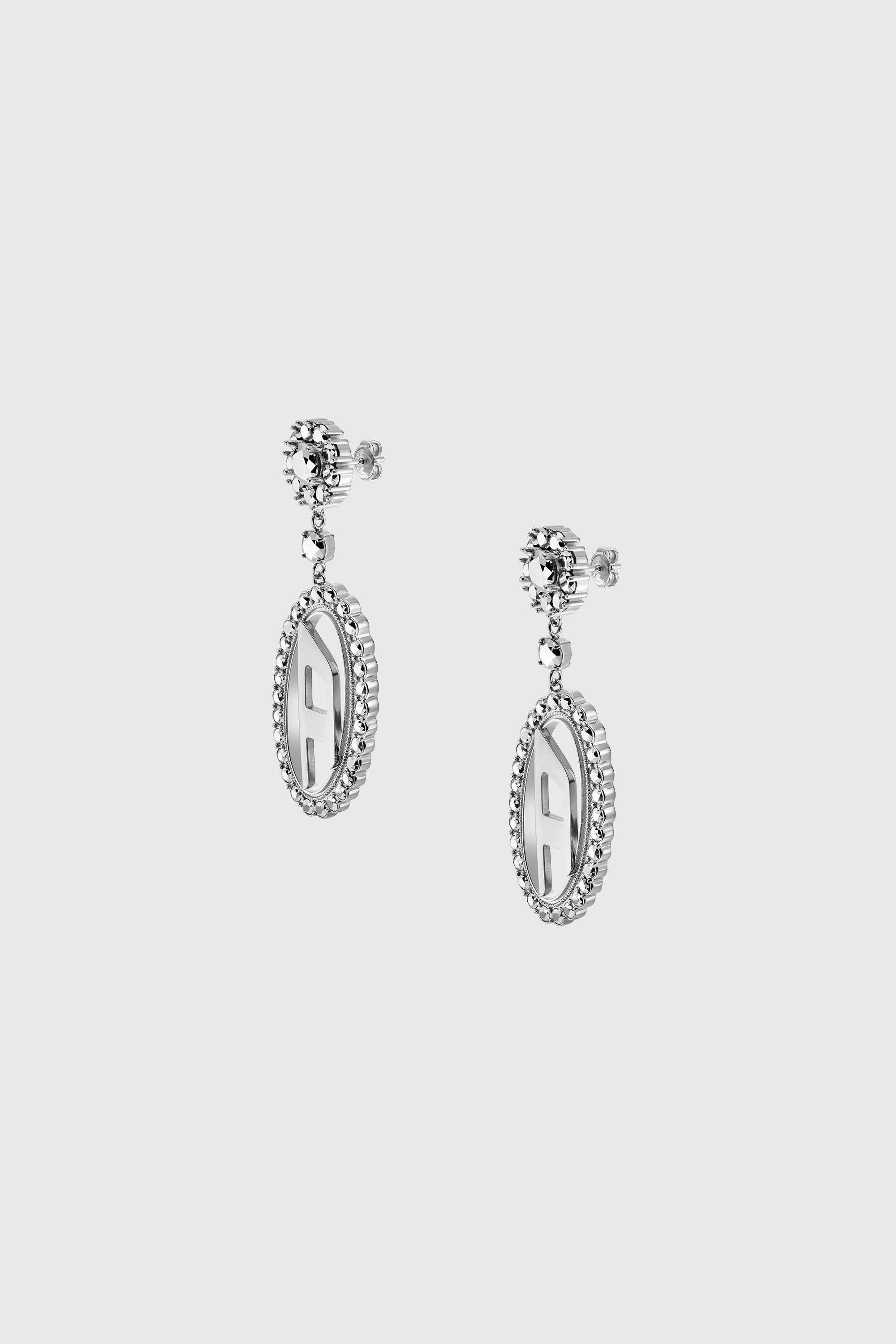 Diesel - DX1751040, Unisex's Stainless steel pave drop earrings in Silver - 1