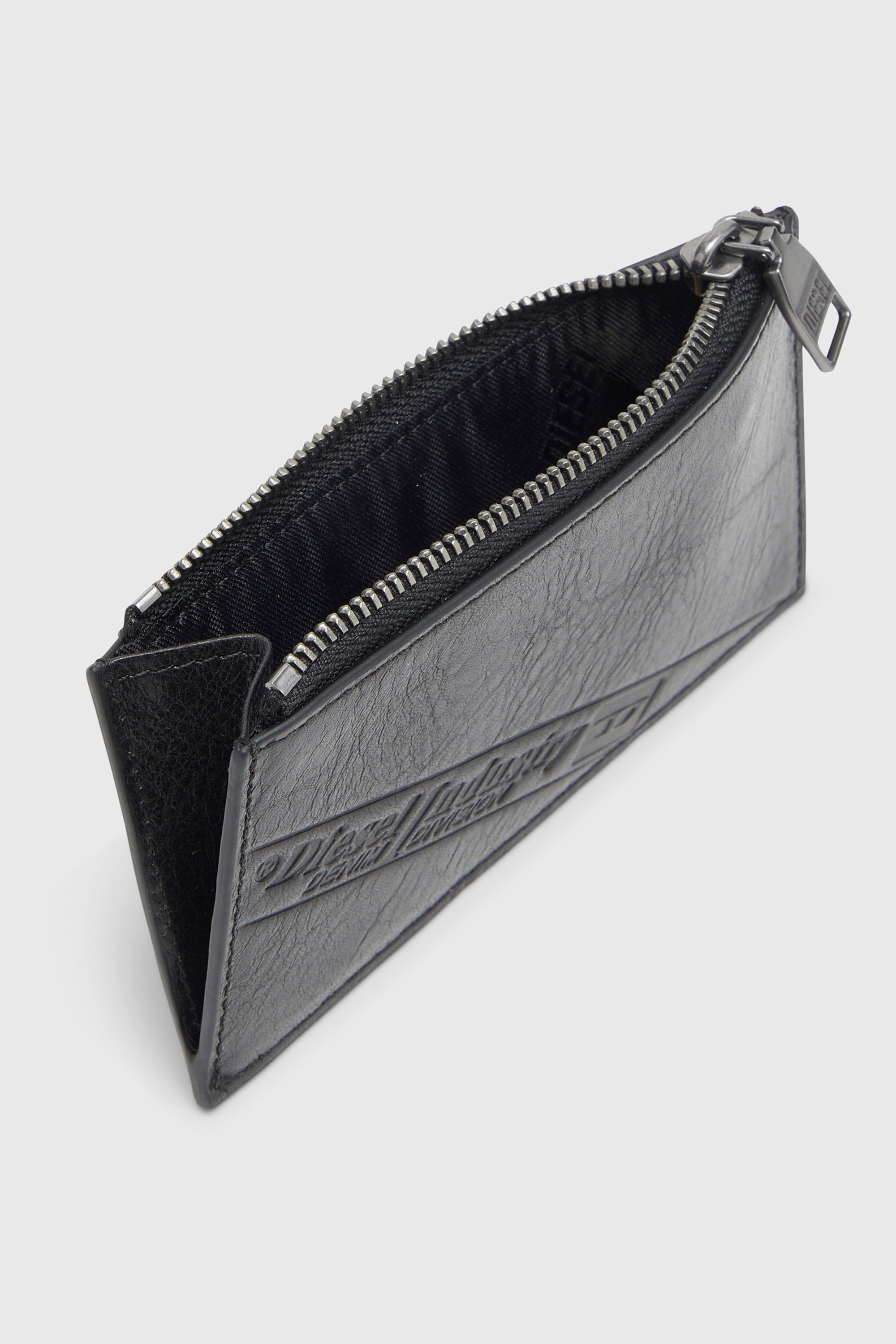 Diesel - FLAG-D CARD HOLDER III, Man's Leather card holder with zip closure in Black - 3