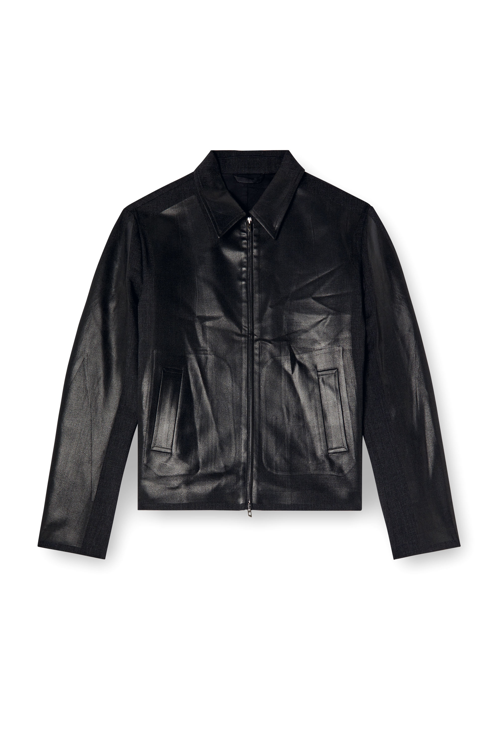 Diesel - J-KANE, Man's Coach jacket in coated Cool Wool in Black - 3