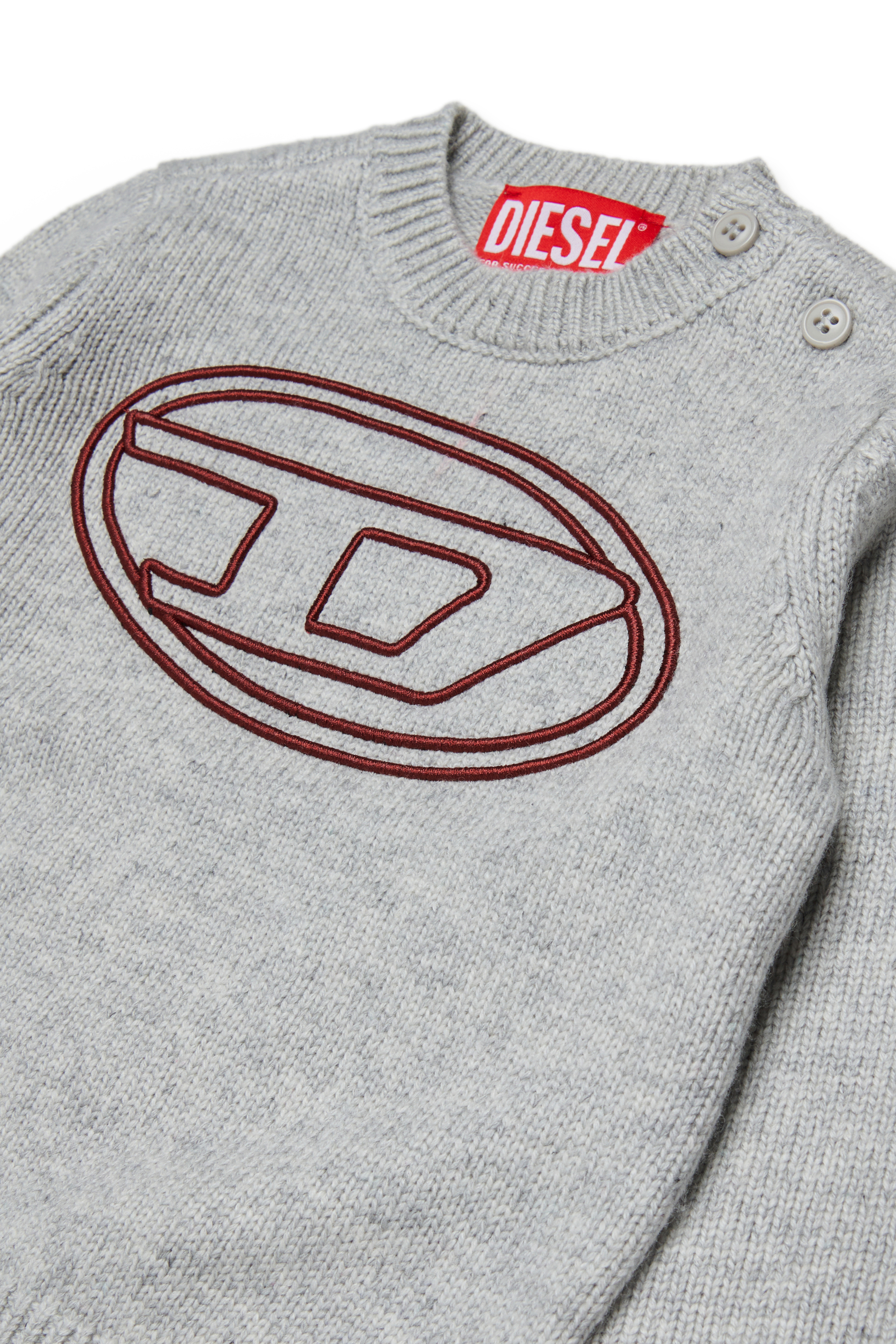 Diesel - KOMYB, Man's Cashmere-enriched jumper with big Oval D in Grey - 3
