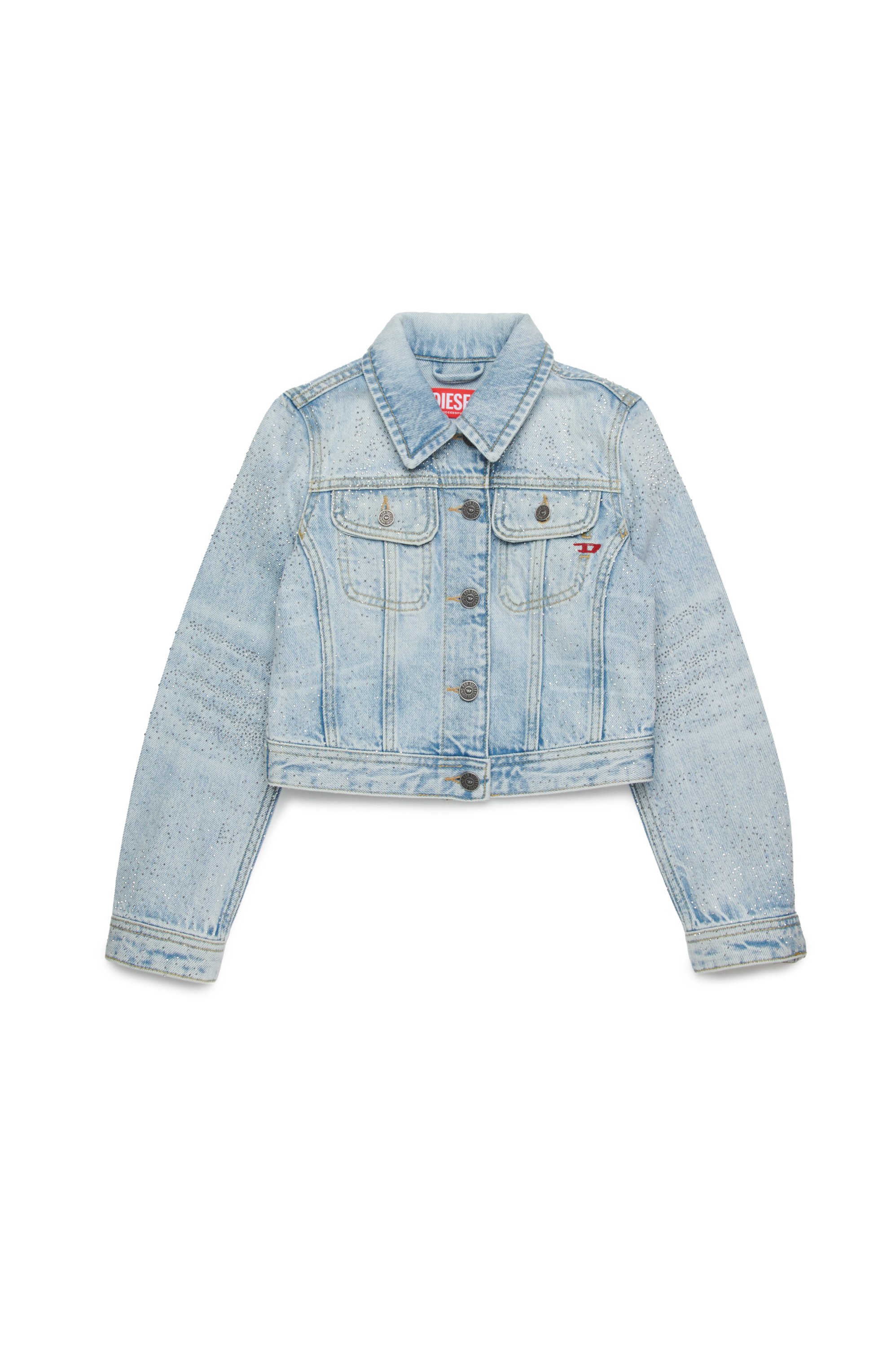 Diesel - JSLIMMY-J, Woman's Trucker jacket in microstone denim in Light Blue - 1