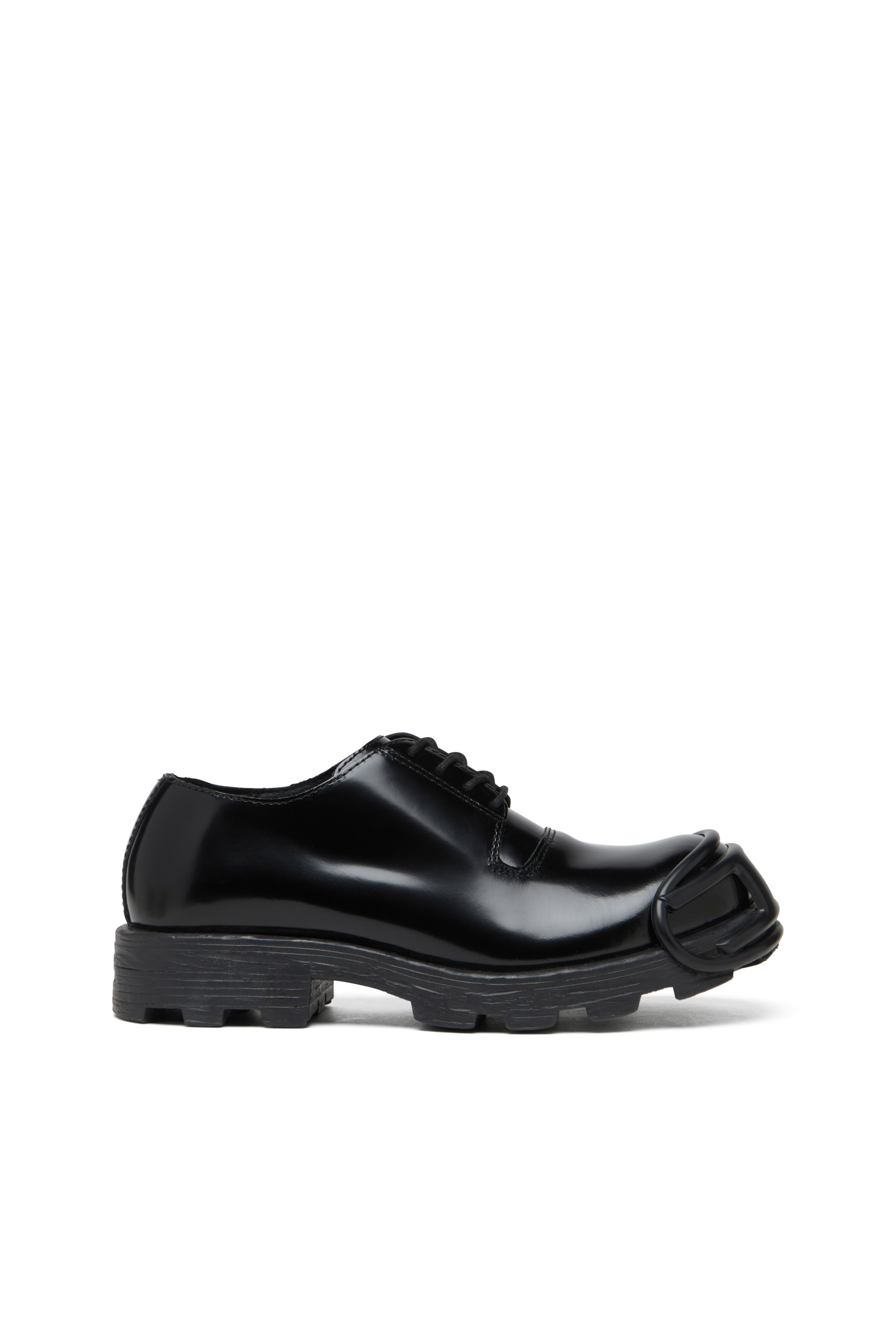 Diesel - D-HAMMER SO D, Man's D-Hammer-Leather lace-up shoes with oval D toe cap in Black - 1