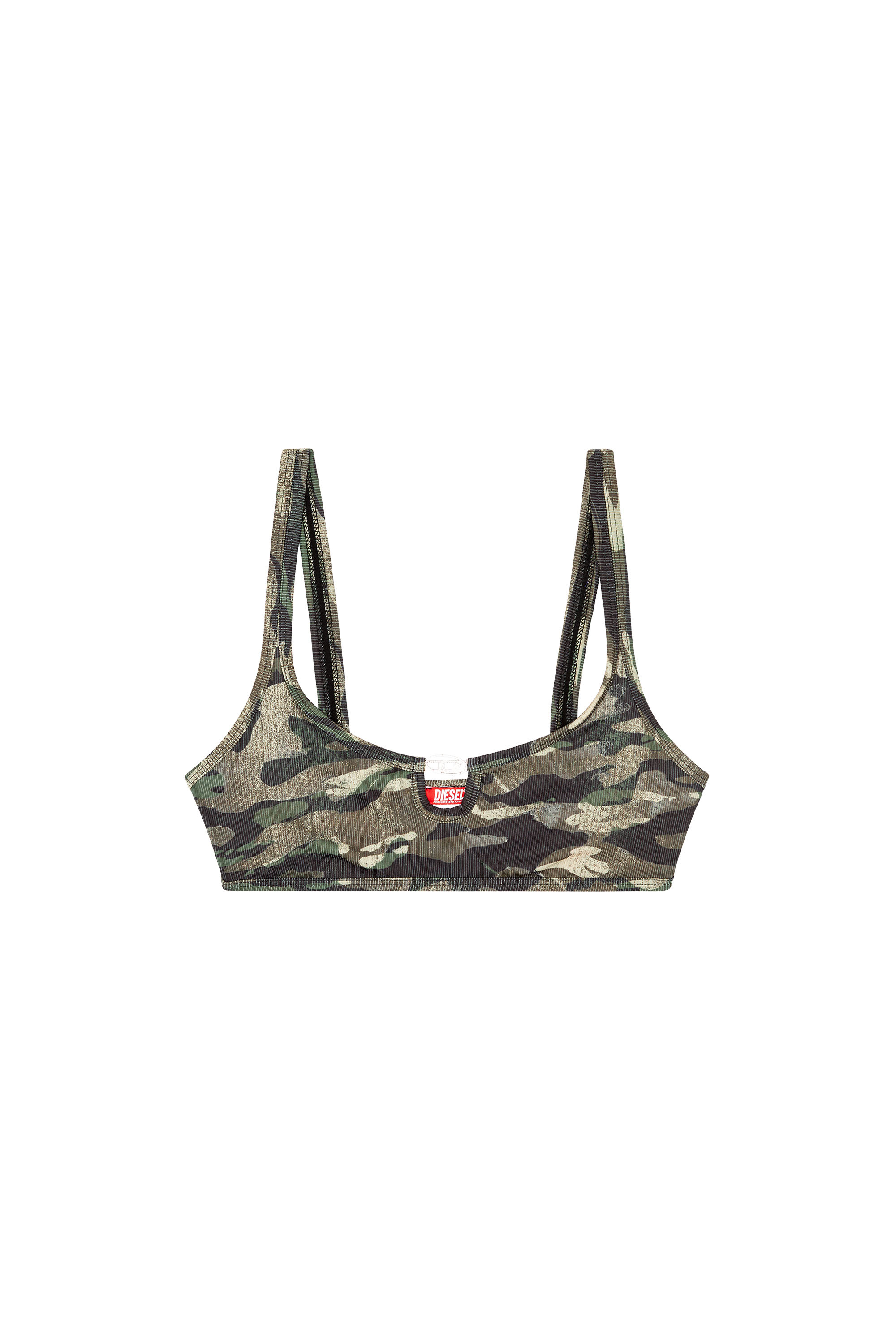 Diesel - BFB-UT-BRA-TOP, Woman Ribbed bralette with camo print in Green - Image 3
