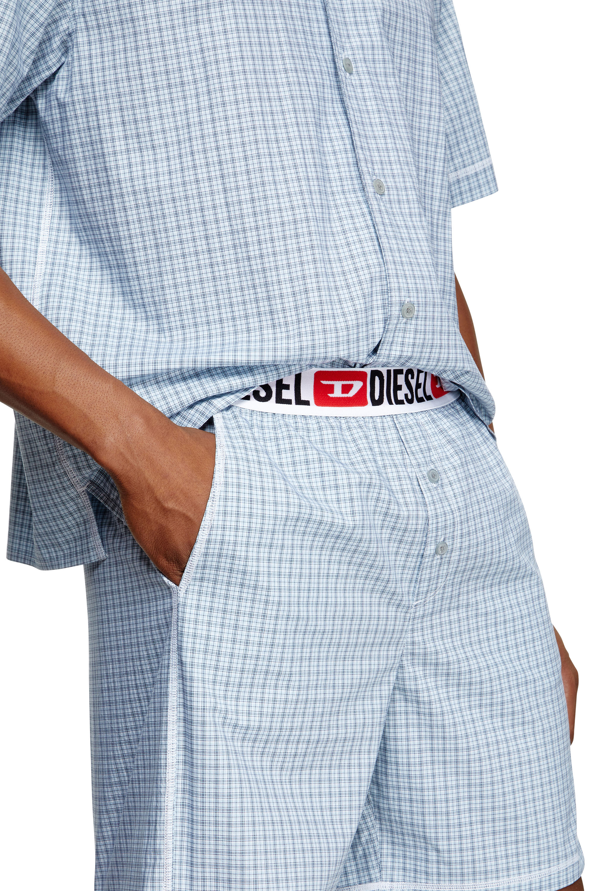 Diesel - SET-RAFAEL-D-CORE, Man's Short pyjamas in check cotton in Light Blue - 4