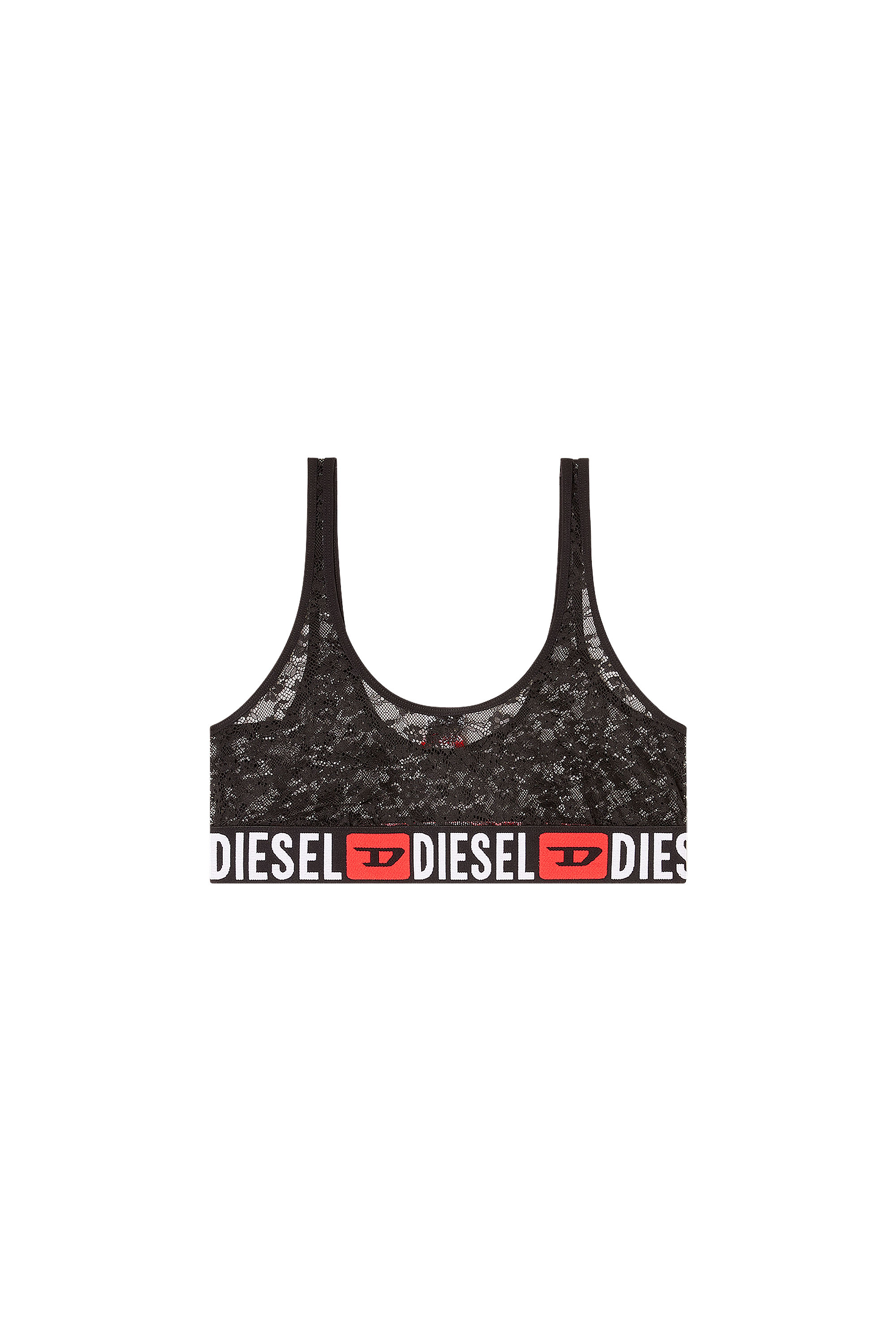 Diesel - UFSB-ORIBA, Woman's Lace bralette with Diesel logo elastic in Black - 3