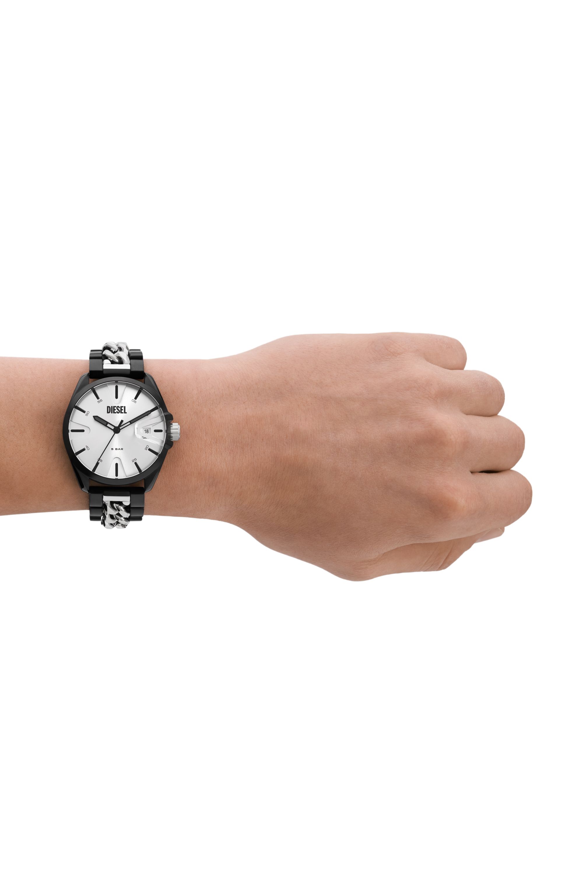 DZ4610 Man: Split Leather Watch | Black Diesel Chronograph