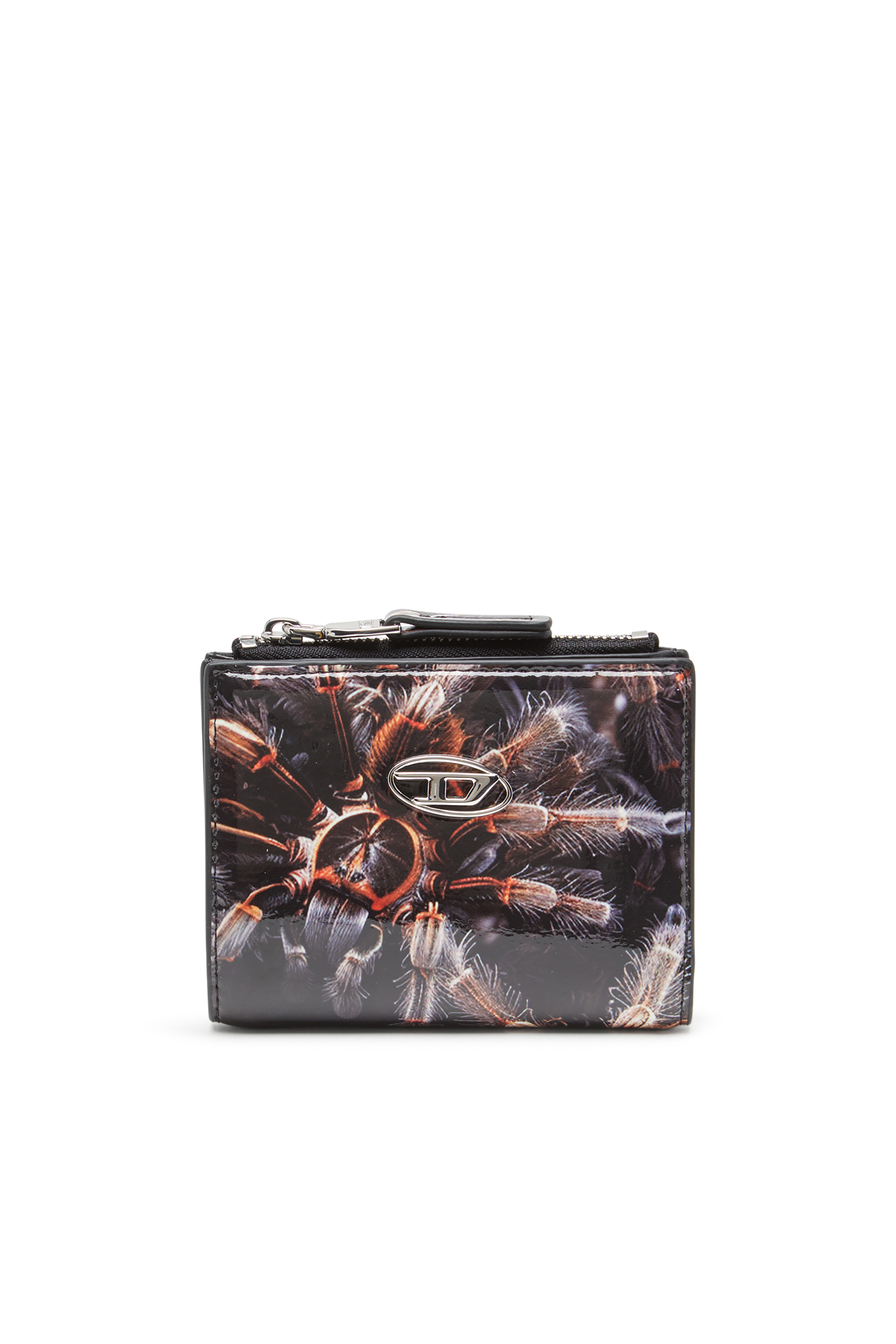 Diesel - PLAY BI-FOLD ZIP II, Woman's Small wallet in printed glossy PU in Black/Brown - 1