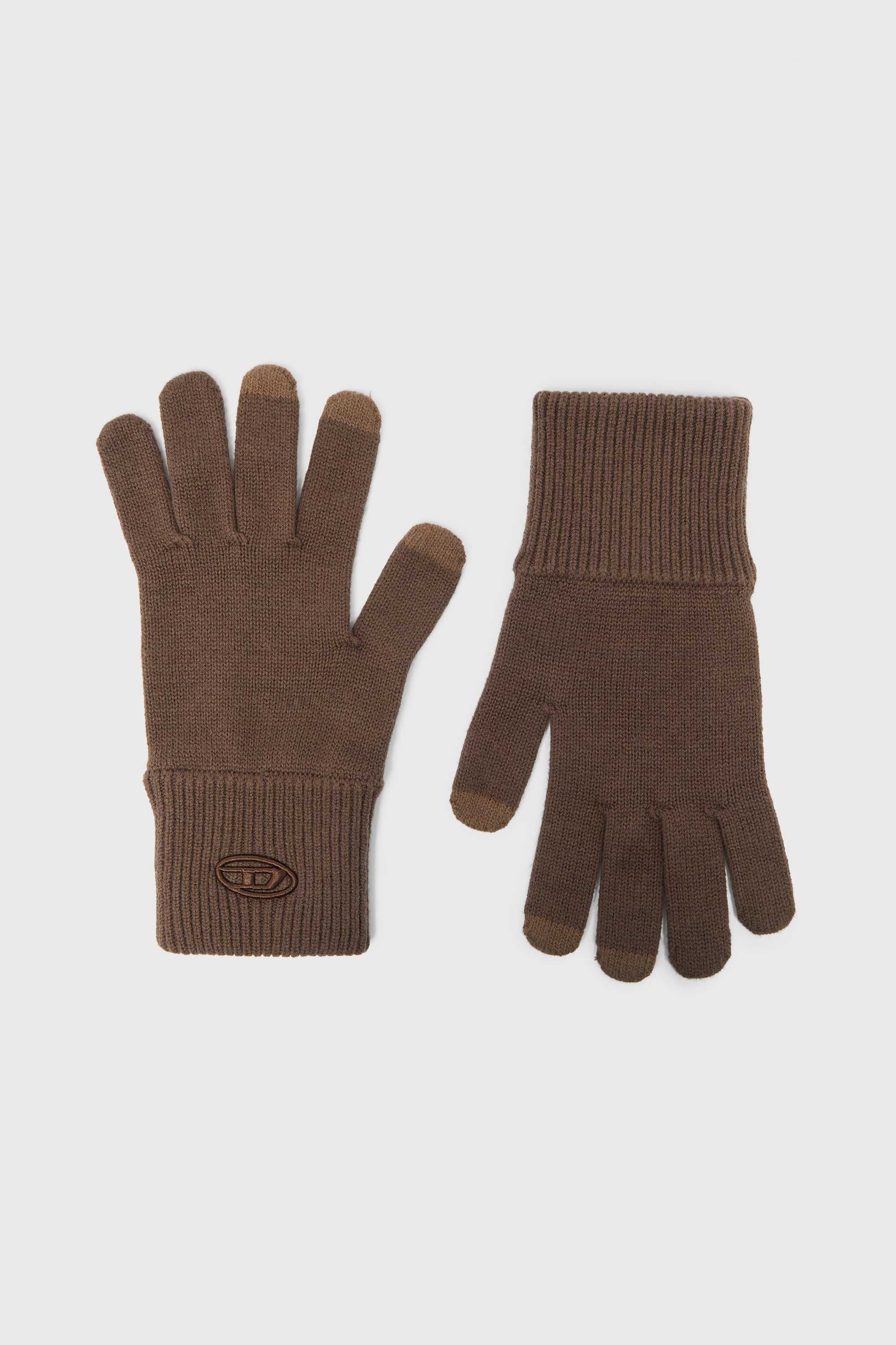 Diesel - K-CODY-A, Unisex's Wool blend gloves with embroidered logo in Brown - 1