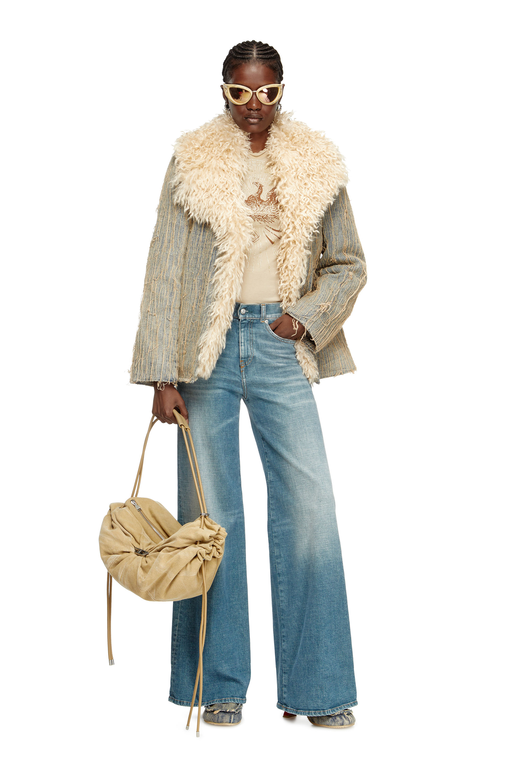 Diesel - DE-ACONIC-S, Woman's Jacket in floating-thread jacquard denim in Medium blue - 2