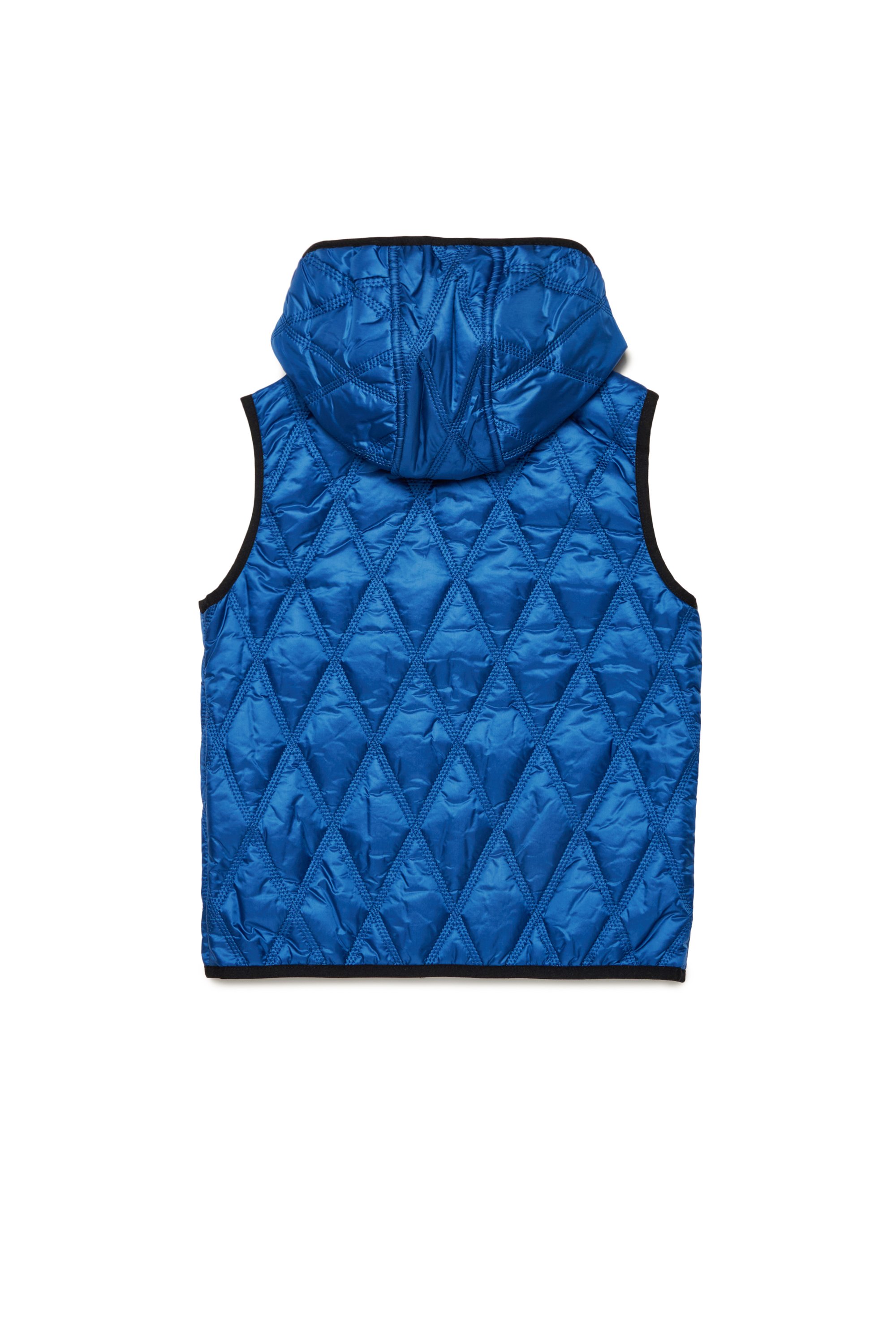 Diesel - JFOKKLOGO, Unisex Hooded quilted nylon vest in Blue - Image 2