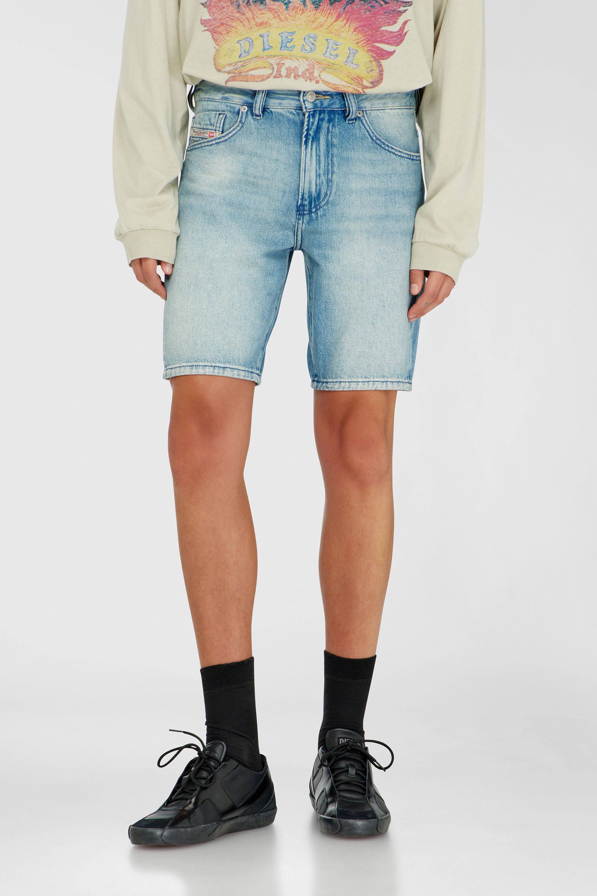 Diesel - D-FIN, Man's Slim denim shorts with organic cotton in Light Blue - 1