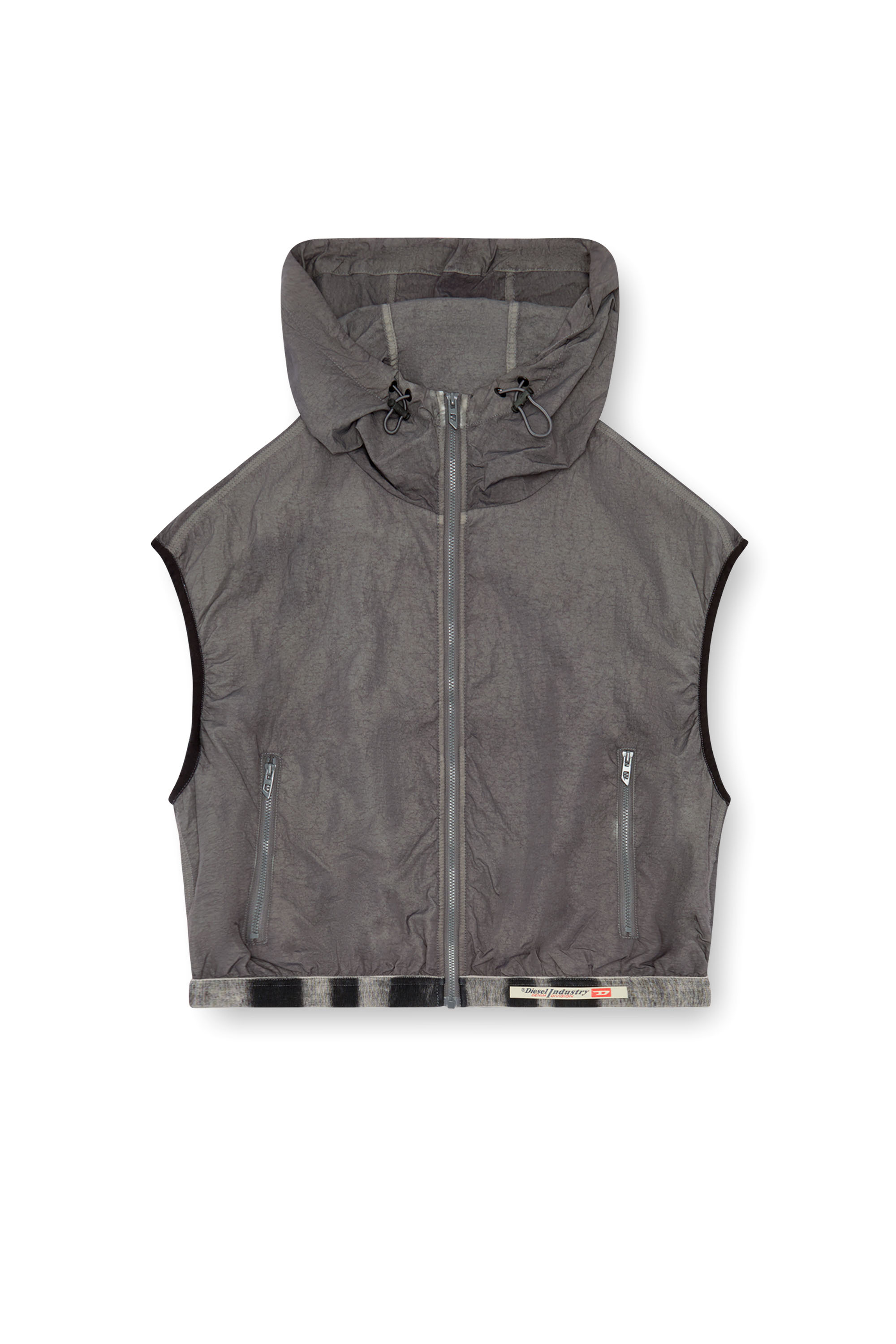 Diesel - G-RANT, Woman Hooded vest in recycled nylon in Grey - Image 3