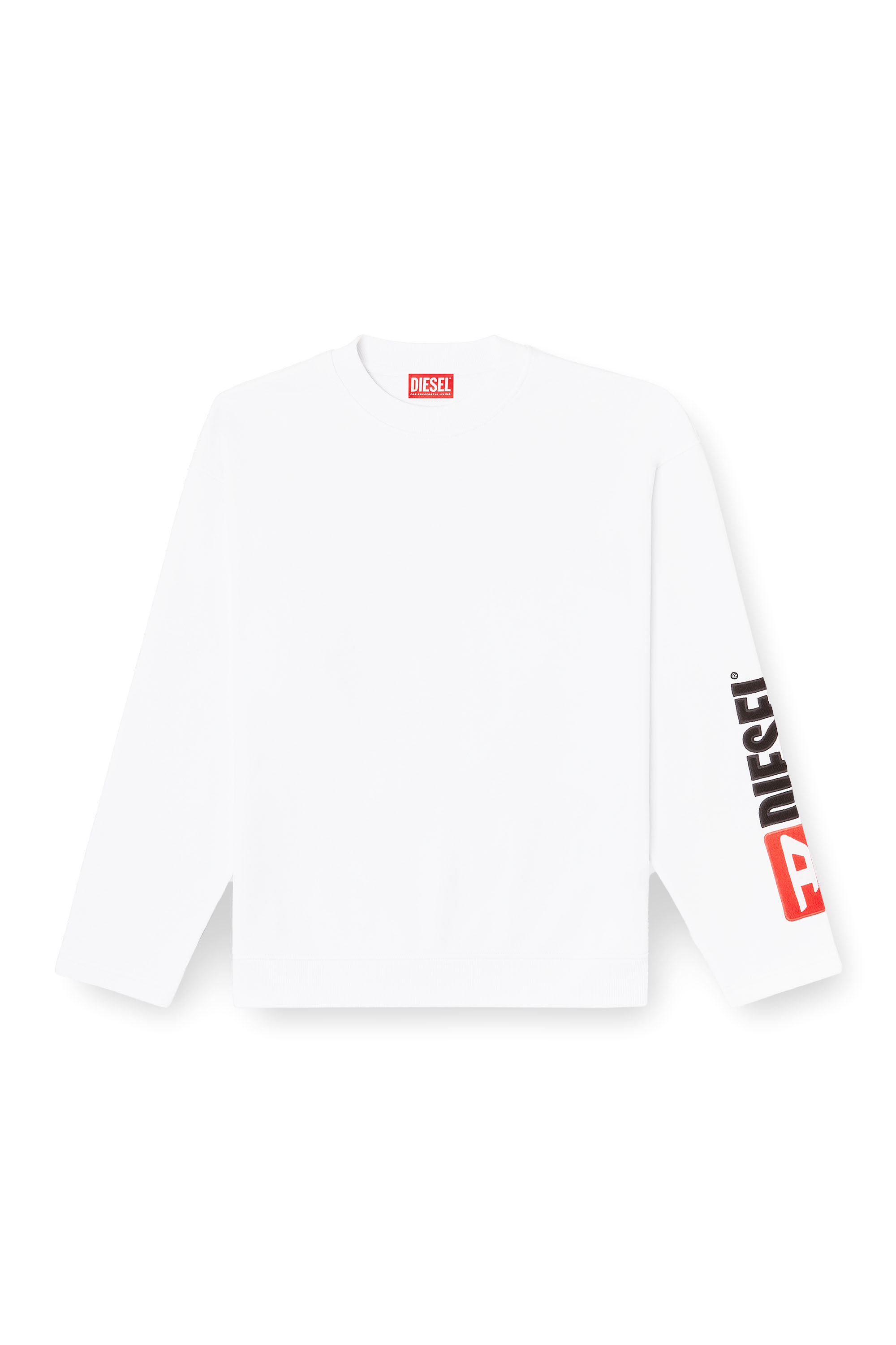 Diesel - S-BOXT-NC-DIV, Man's Crewneck sweatshirt with logo patch embroidery in White - 3