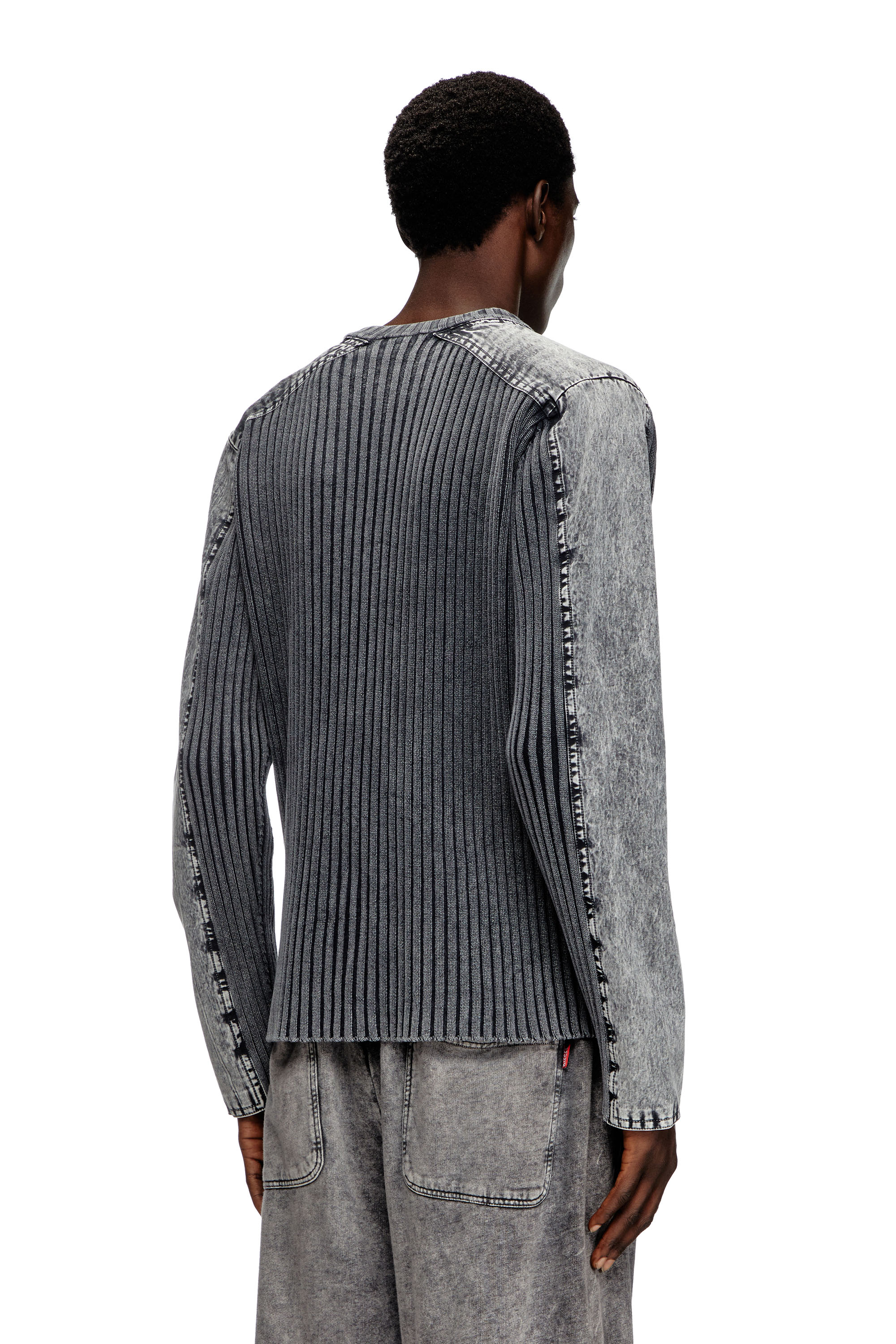 Diesel - K-MATTY, Man's Zip-up cardigan with contrast panels in Dark grey - 4