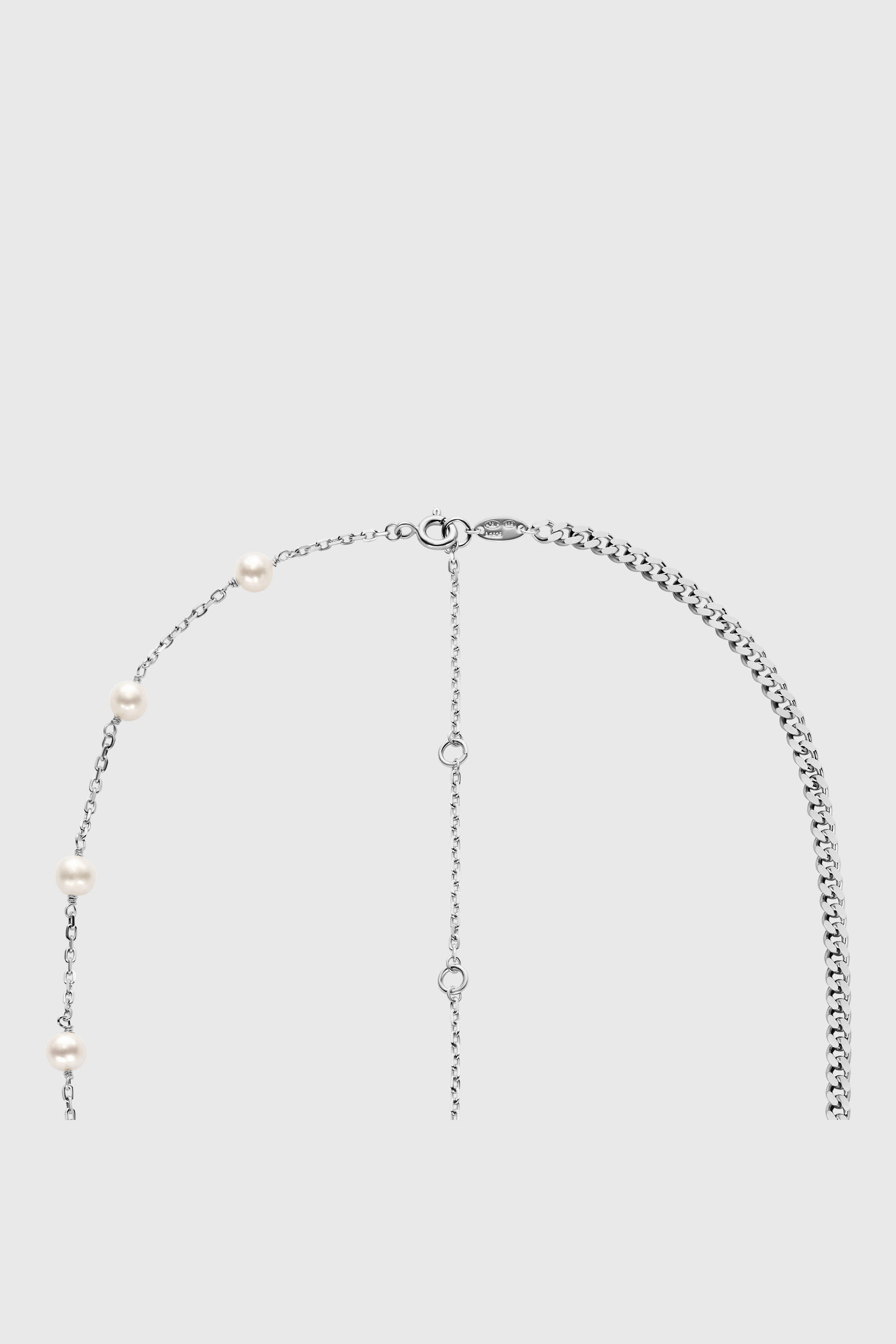Diesel - DL1373040, Unisex's Sterling silver and pearl chain necklace in Silver - 3
