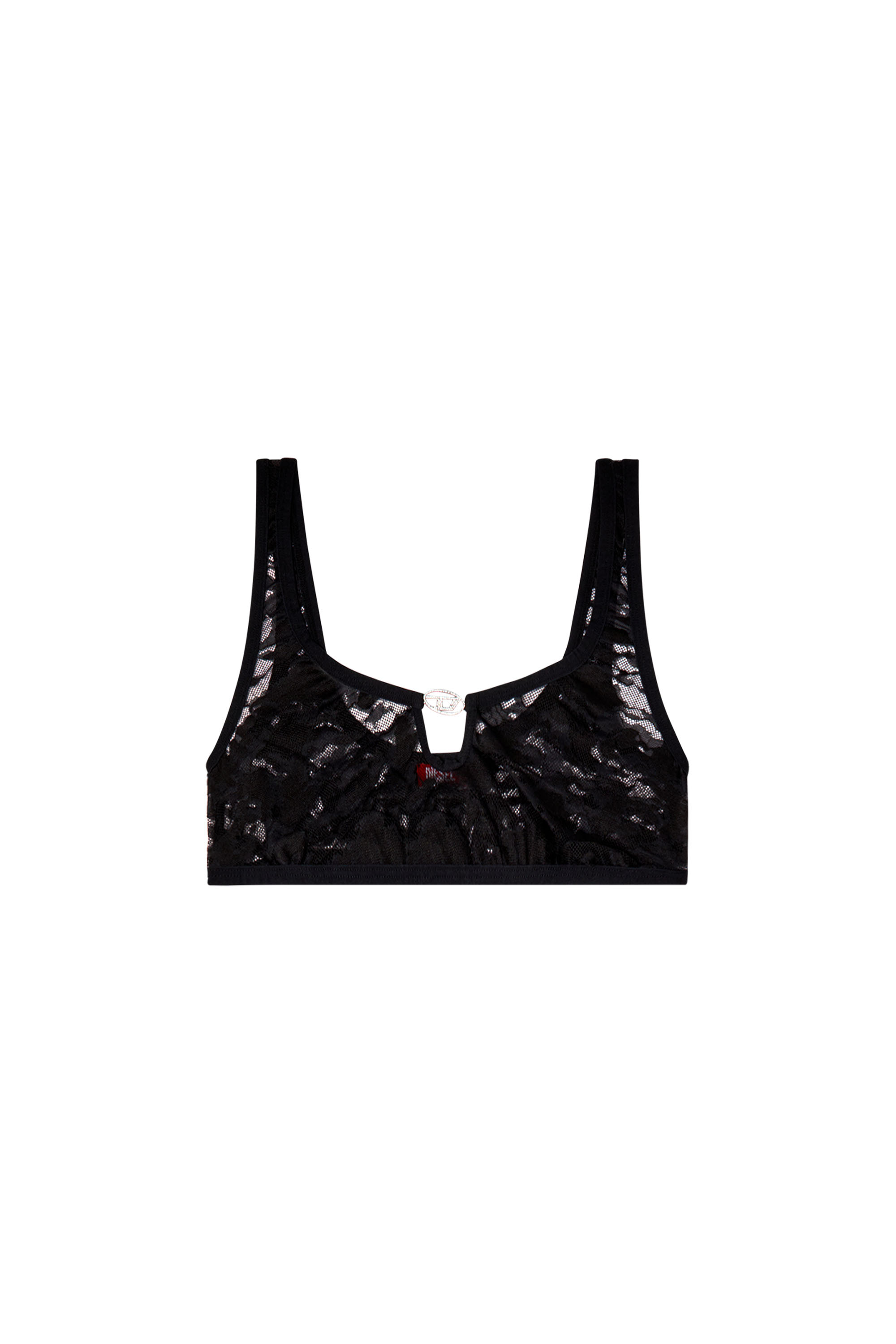 Diesel - UFSB-D-OVAL-LACE-BRALETTE, Woman's Camo lace bralette with Oval D plaque in Black - 4