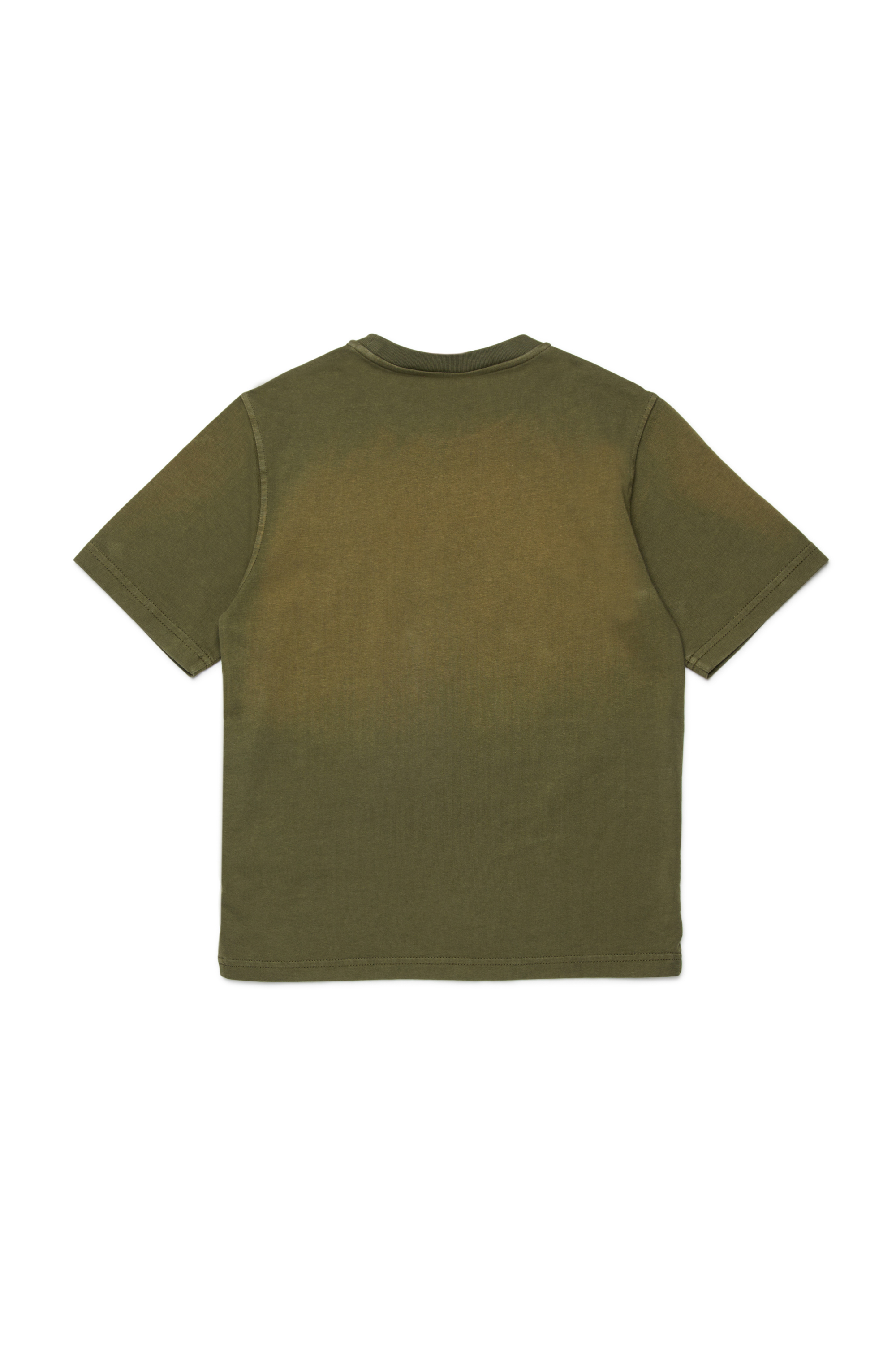 Diesel - TBERS OVER, Man's Cotton T-shirt with flocked Diesel graphic print in Green - 2