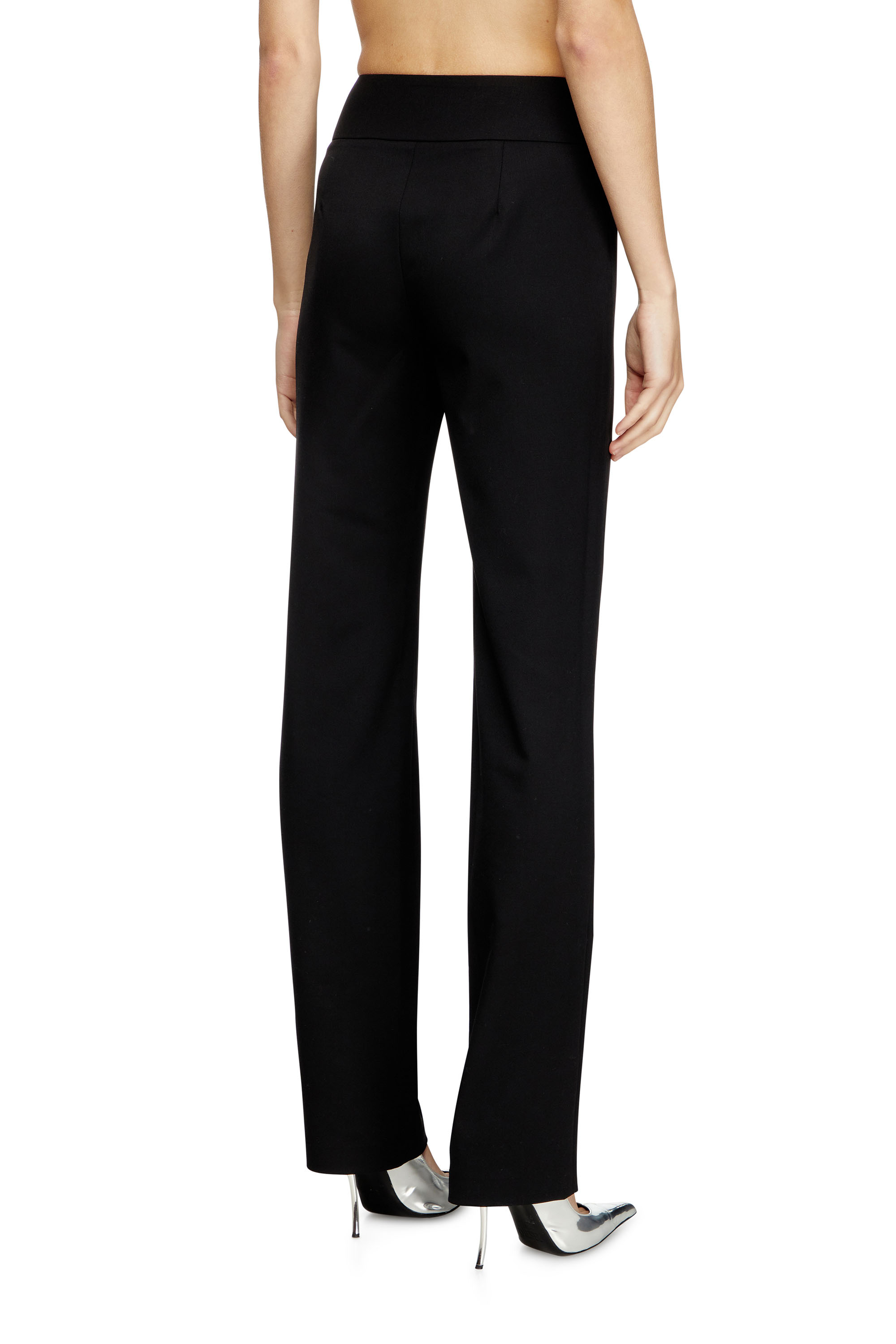 Diesel - P-ERSY, Woman's High waisted wool twill pants in Black - 3