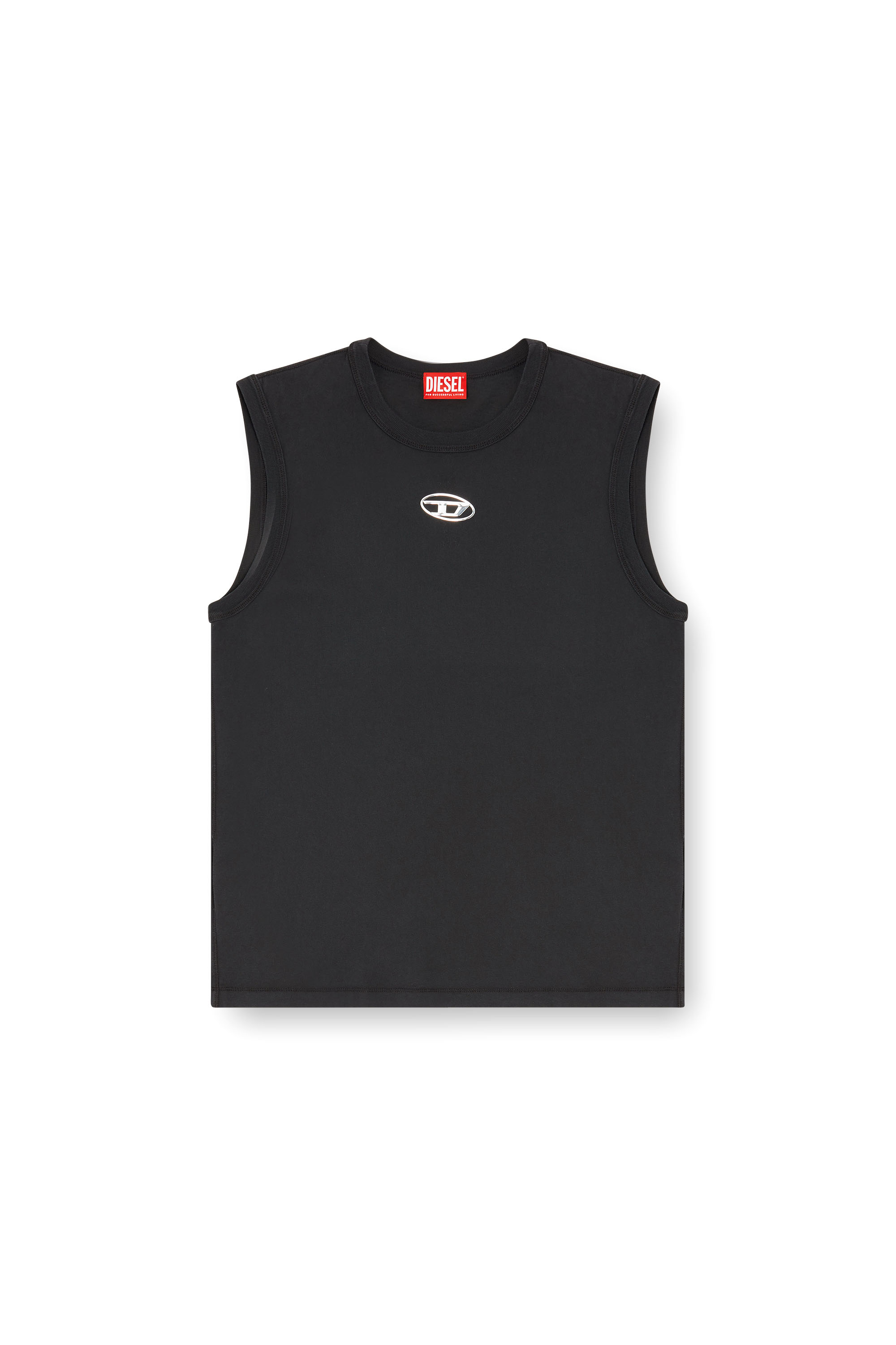 Men's Faded tank top with puffy Oval D | Black | Diesel