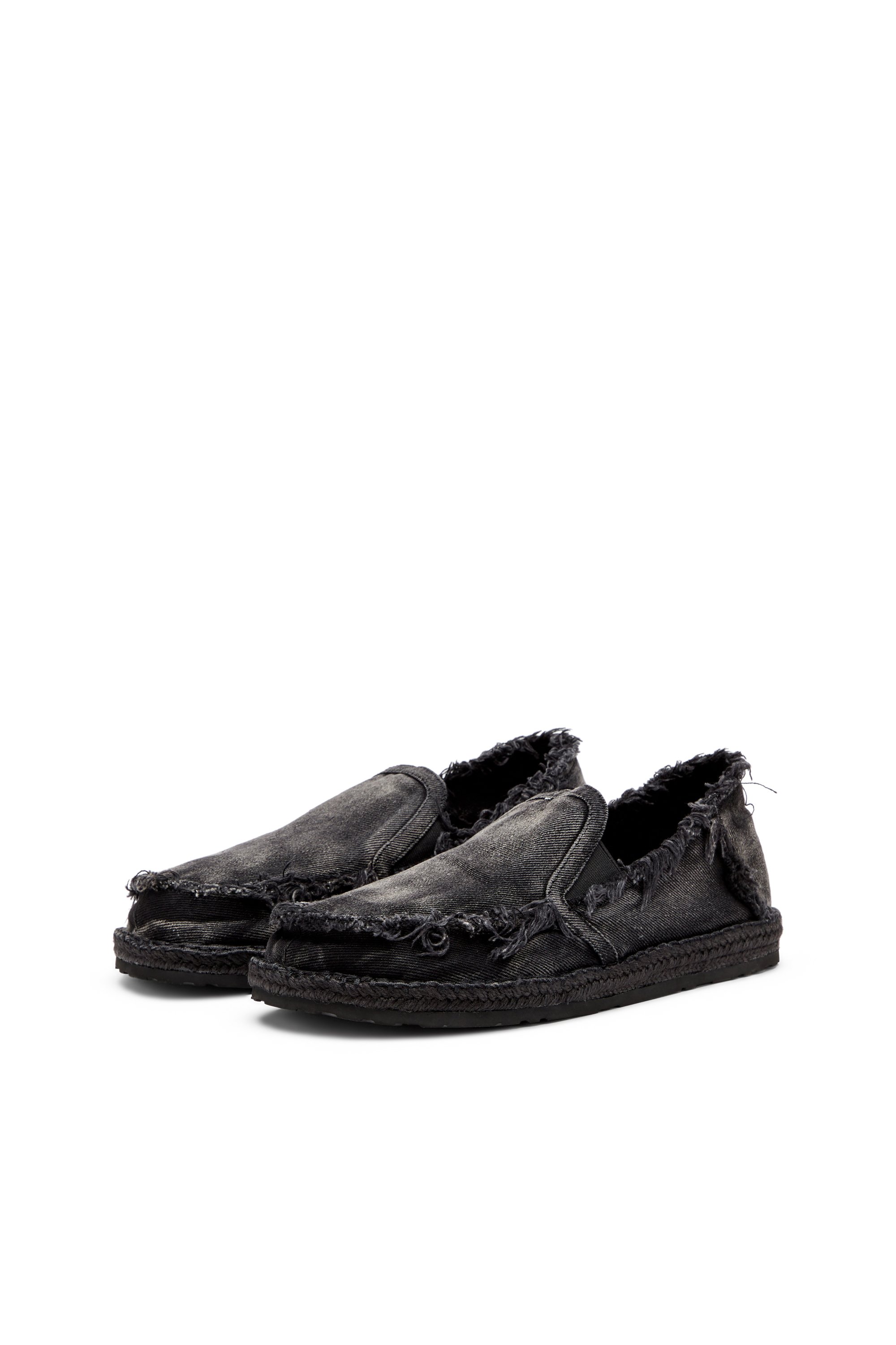 Diesel - D-LUKAS ESP, Man's Espadrille loafers in distressed denim in Black - 8