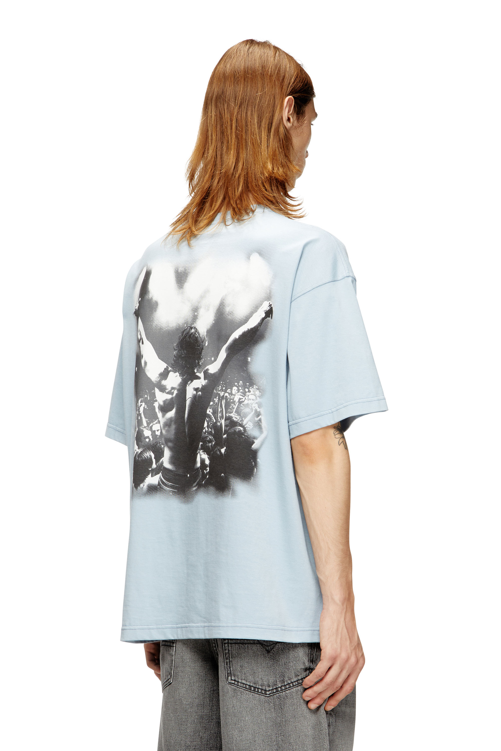 Diesel - T-BOXT-T23, Man's Cotton T-shirt with graphic print in Light Blue - 4